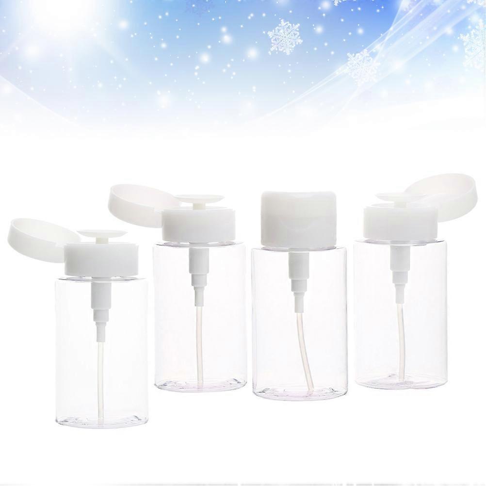 Makeup Remover Bottles with Press Pump Portable Plastic Cosmetics Bottle for Travel 160ml White Lid