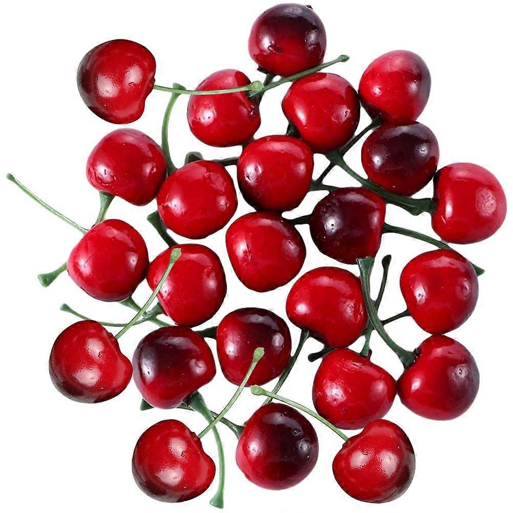 40pcs Artificial Cherries Simulation Lifelike Cherry Fake Fruit Models for Home Kitchen