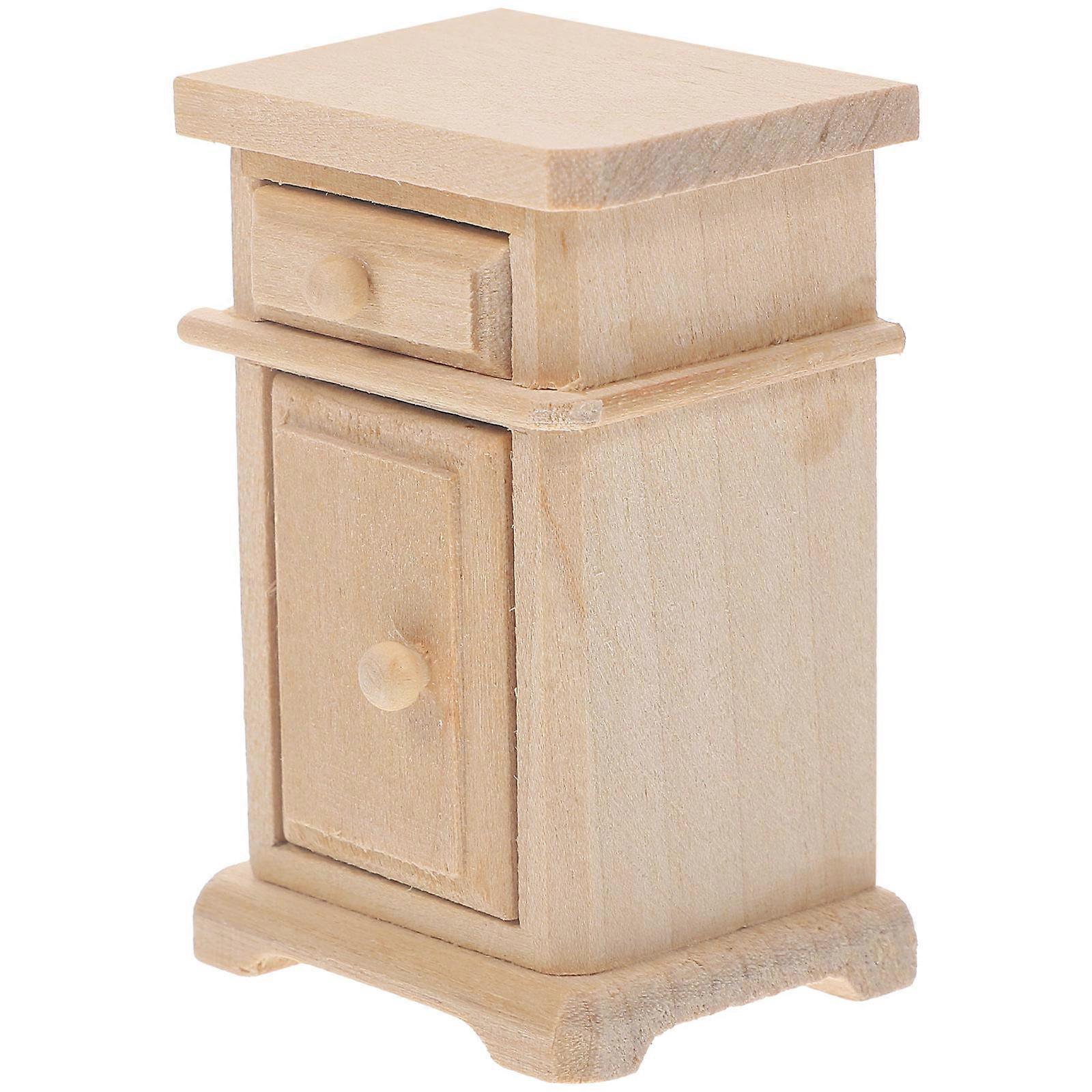 Exquisitely Designed Miniature Bedside Cabinet Model for Doll House Crafted from Wood Assorted Color