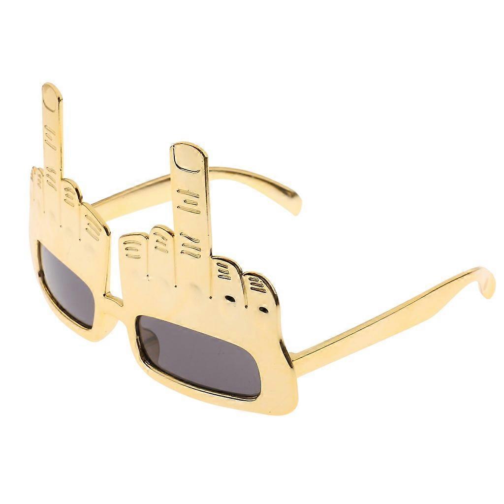 Middle finger gesture sunglasses, flipthebird, party glasses, goldcolored
