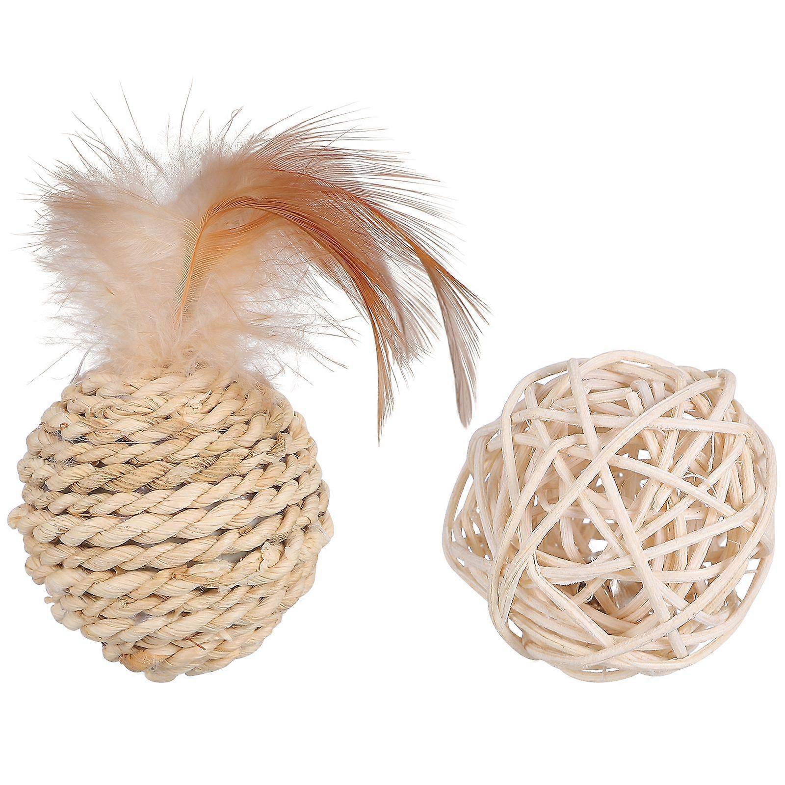 2pcs Rattan Cat Toys Balls Cat Toys Indoor Cats Interactive Toy Cat Chew Corn Braid Toys για το γατάκι