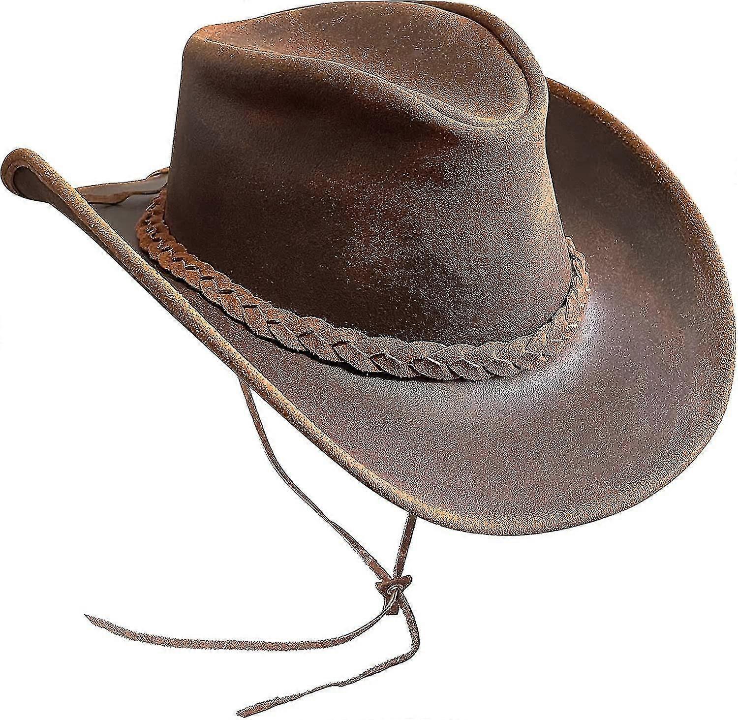 Handcrafted Leather Cowboy Hat - Lightweight & Shapeable Western-Style for Men & Women