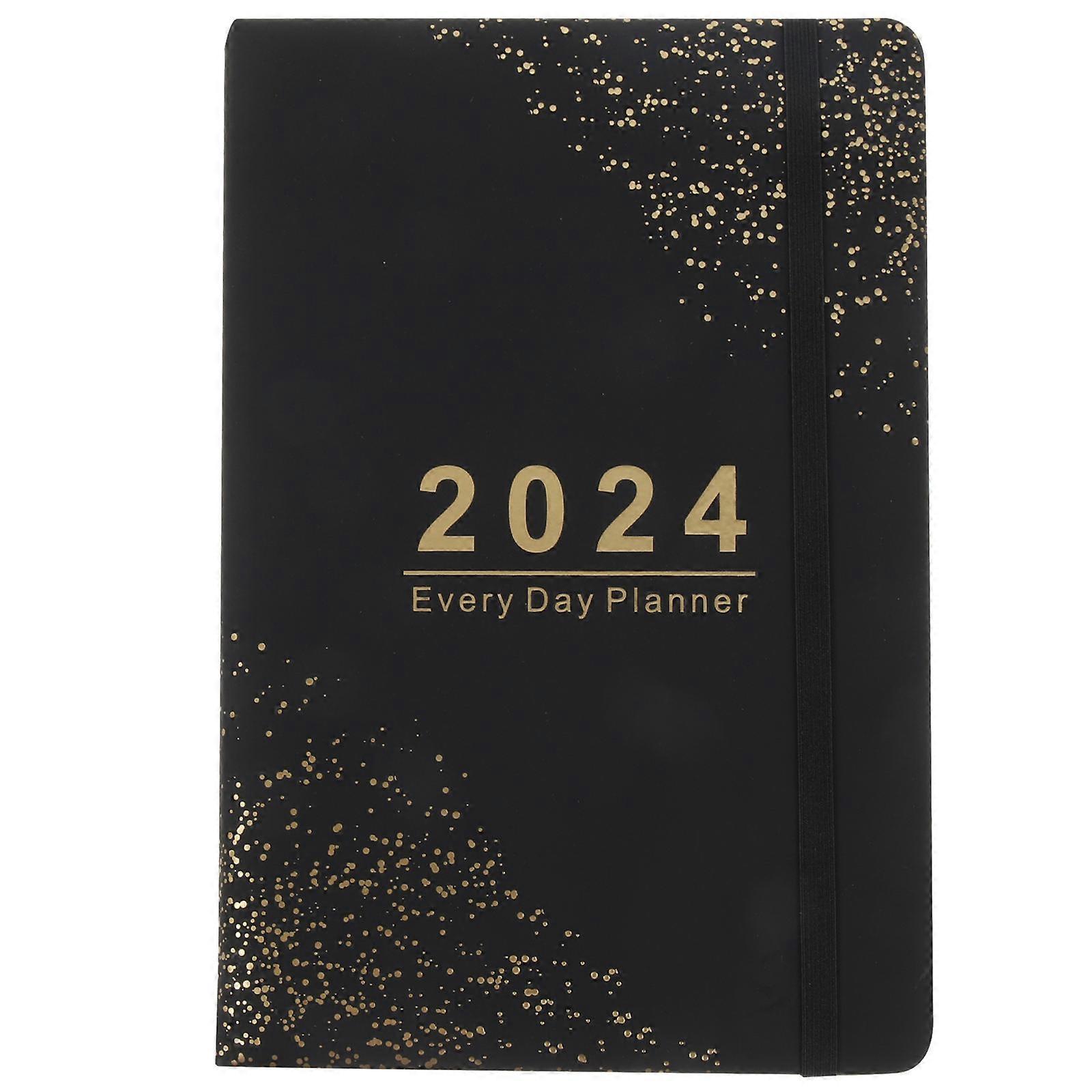 2024 Monthly Planner Notebook Designed For Students And Travelers Featuring Simple Outlook In Black Color With 2Pcs To Enhance Planning Efficiency