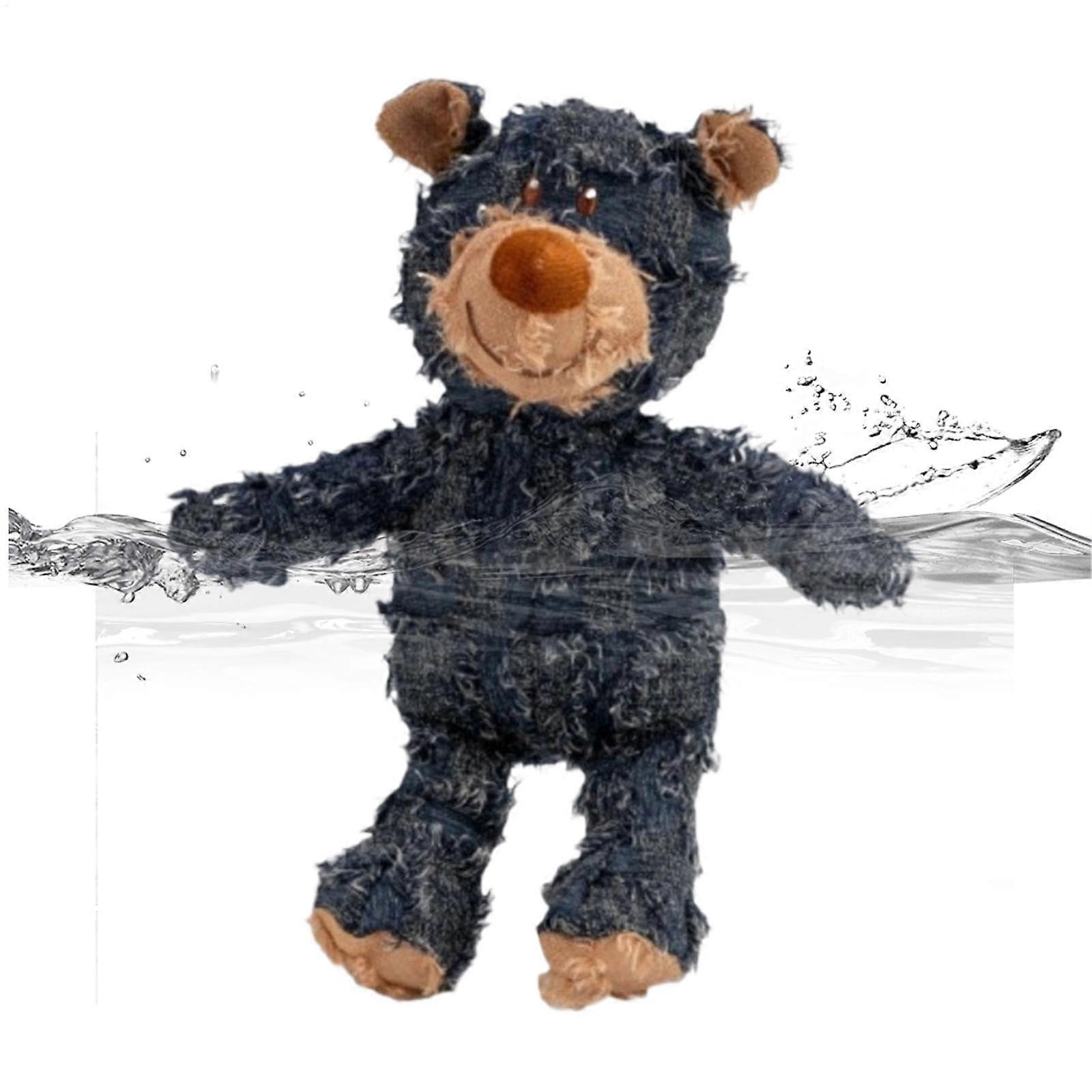 Pet Bear Chewing Toy Squeaky Teething Toy Bear-Shaped Interactive Chew Toy For Indoor Outdoor Play Blue