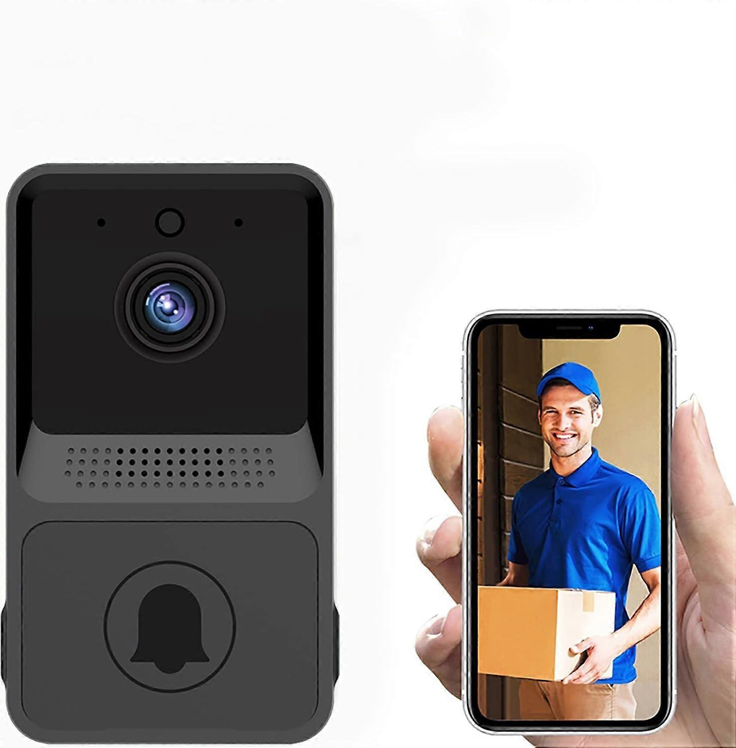 Wireless video doorbell, Alexa-compatible smart doorbell works with Google Assistant, wirelessly connects to doorbell 1080p camera with batt