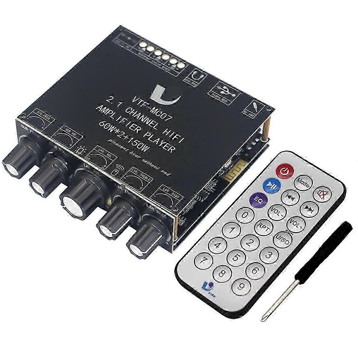 2x60W+150W Subwoofer Bluetooth 5.3 Power Amplifier Board USB Sound Card 2.1 Channel Audio Equalizer Class D Amp Module B