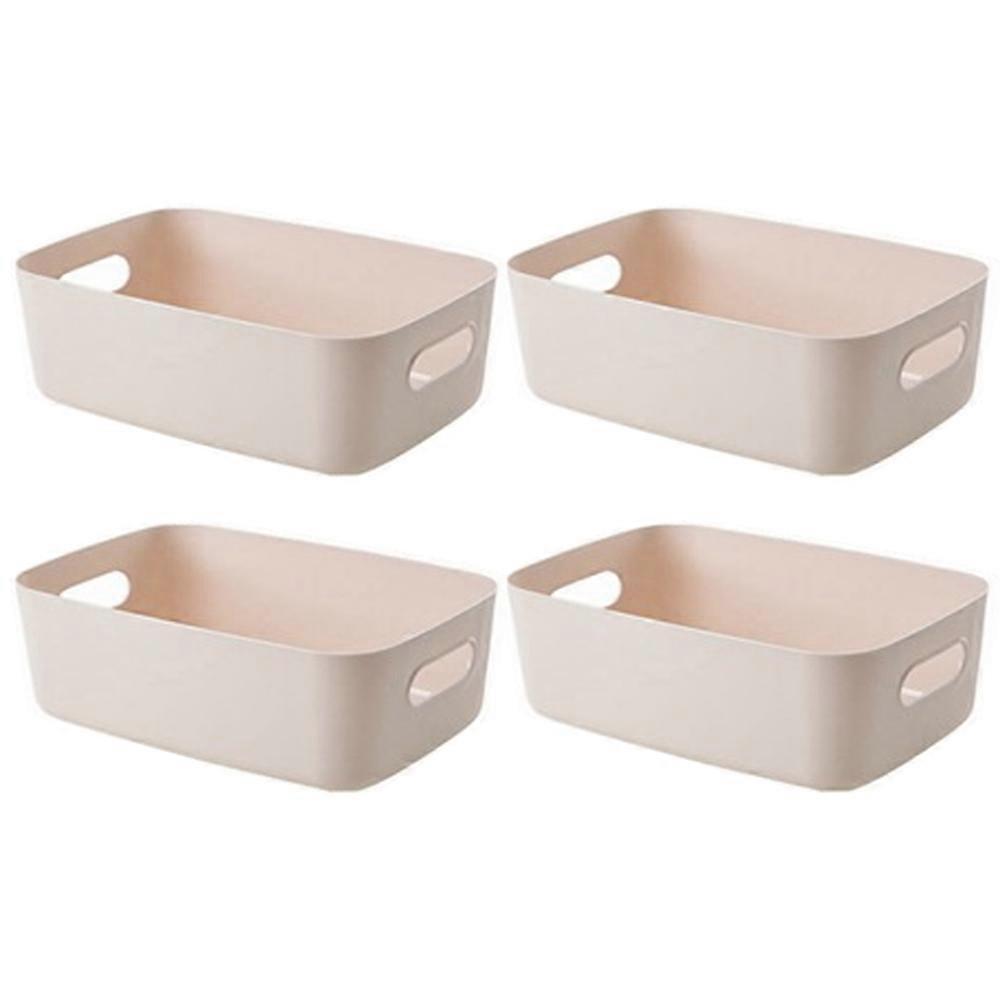 4 Pack Multi-Function Plastic Storage Containers with Built-in Handle BPA Free for Pantry (Apricot)