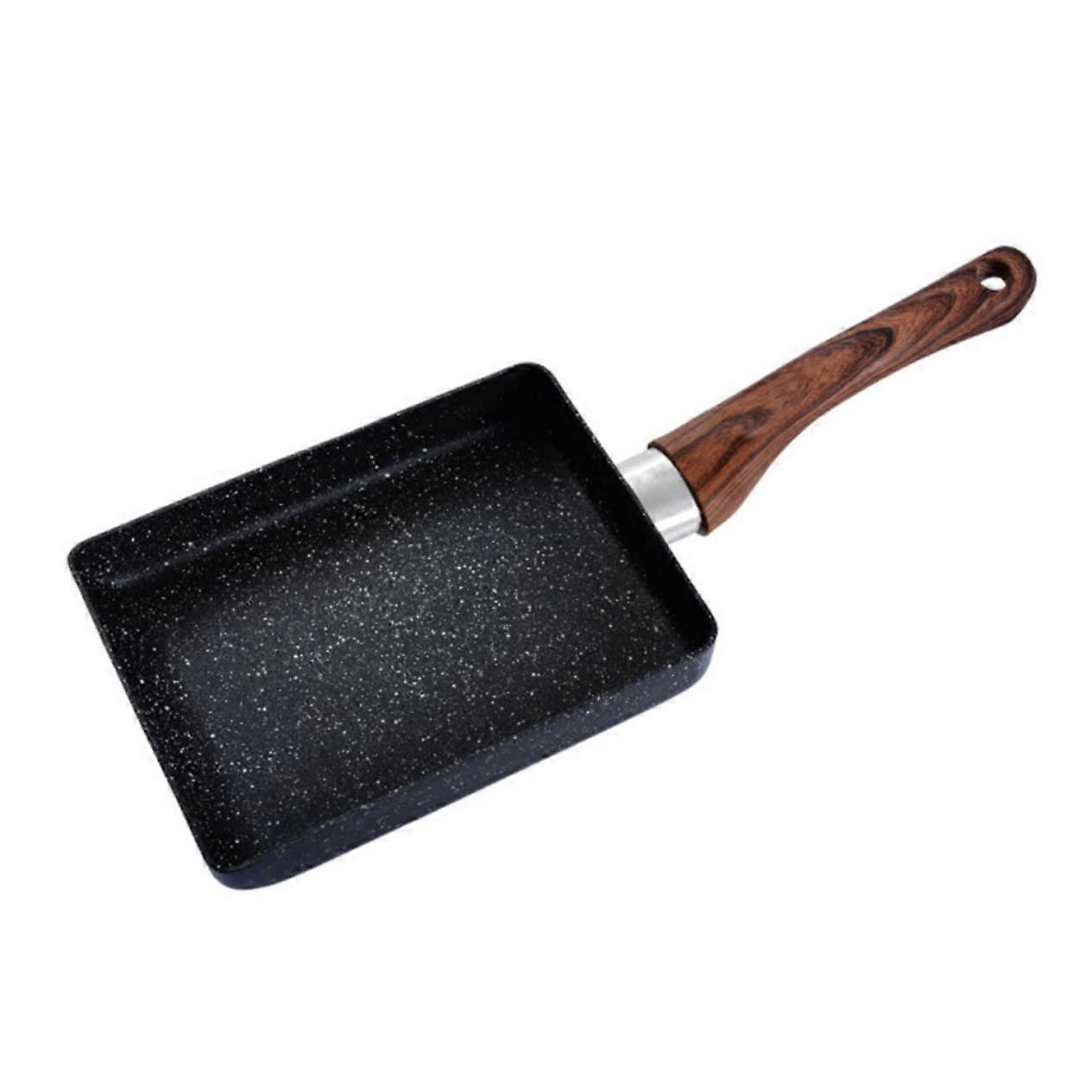 Non Stick Tamagoyaki Pan Square Japanese Omelet Skillet with Wooden Handle for Induction Cooking Random Color