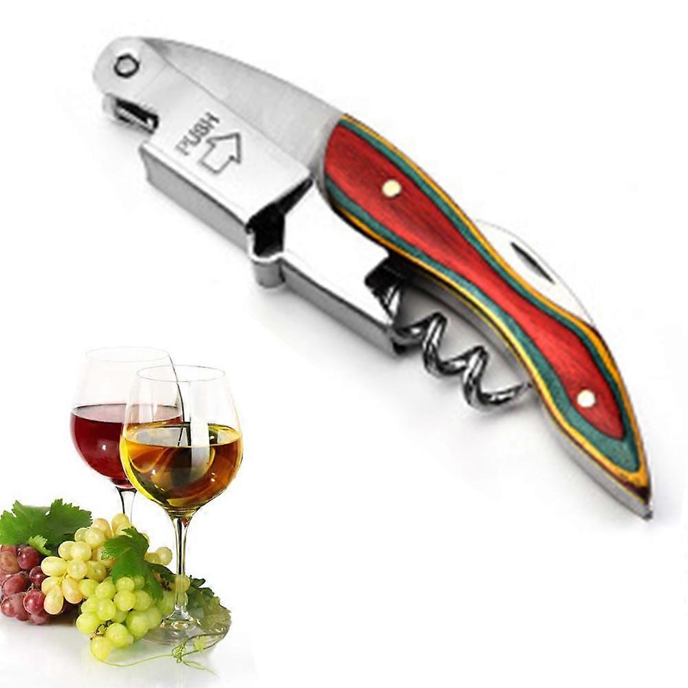 Professional Waiter's Wine Key Corkscrew with Ergonomic Rubber Handle, Beer Bottle Opener and Foil Cutter