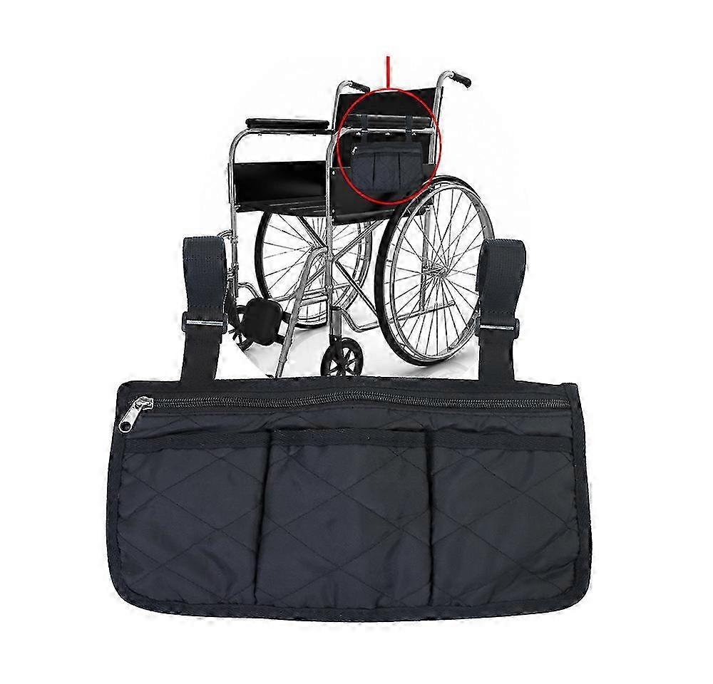 Ny rullestolarmlene Side Oppbevaringspose Hengende Oppbevaringspose Oppbevaringspose Svart