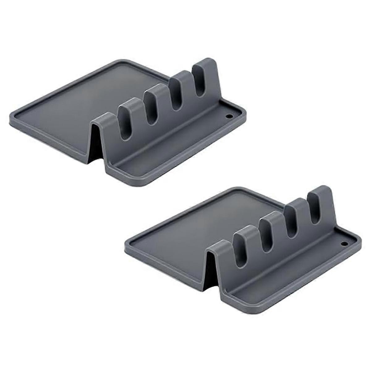 2PCS Silicone Paint Brush Holders, Rectangular Organizer with 4 Slots