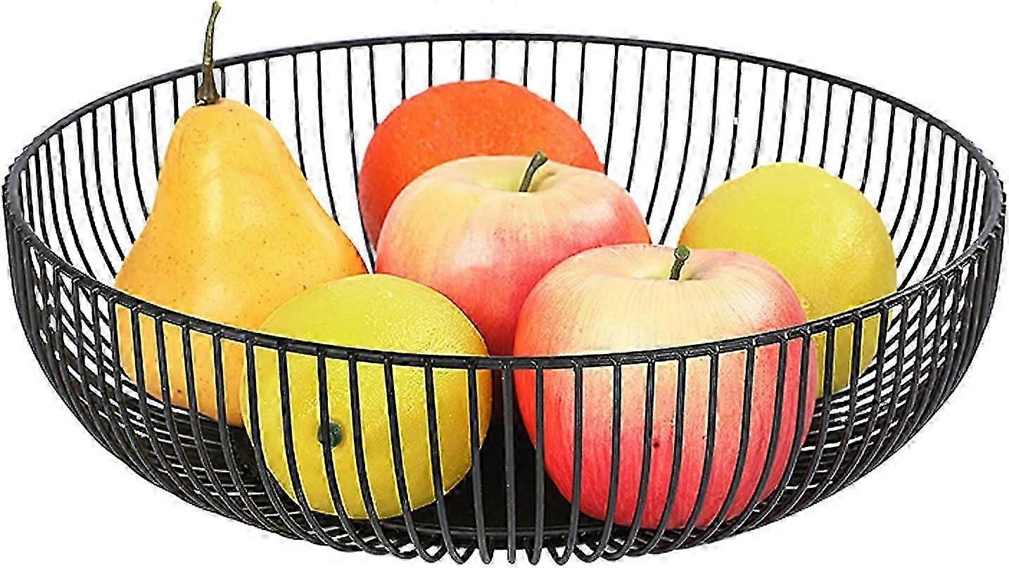 Fruit Bowl Wire 27.5x9 cm Fruit Bowl Rounded Design Openwork Storage Black