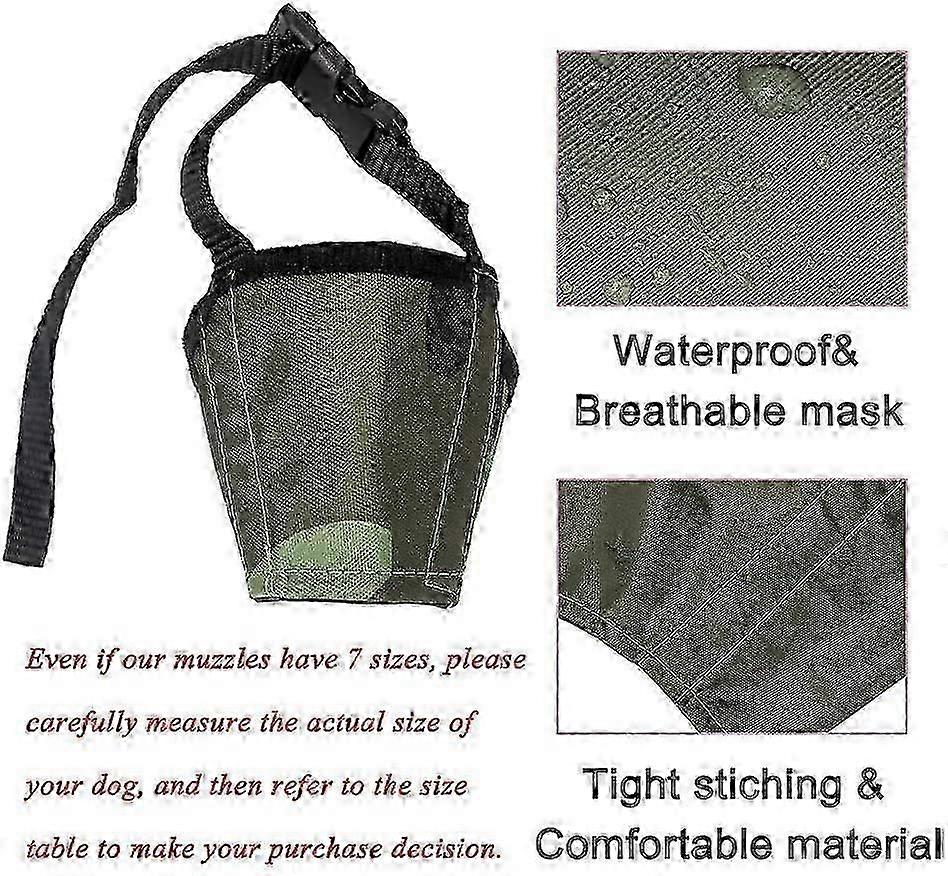 7 PCS Adjustable Breathable Dog Muzzles - Anti-Bite, Anti-Bark, Camo