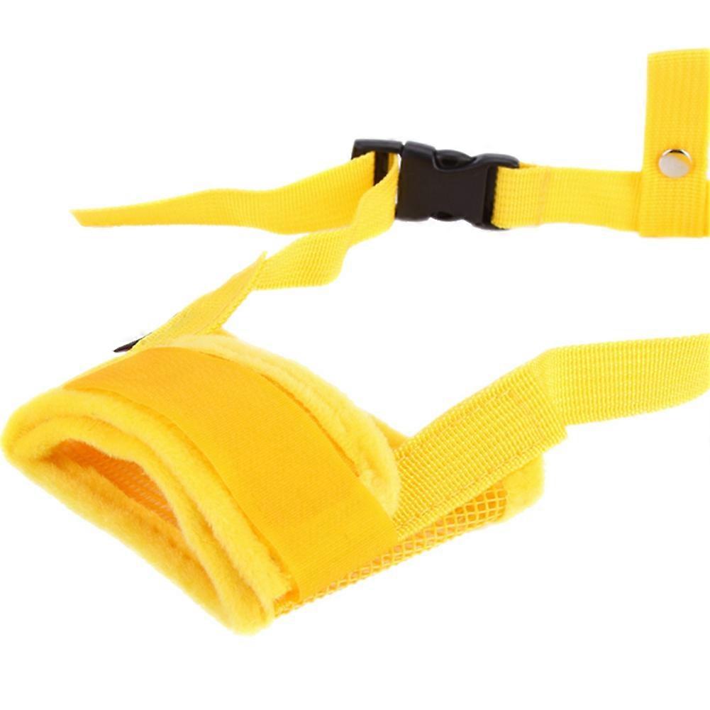 1Pc Adjustable Pet Dog Anti Bite Mask Breathable Mesh Mouth Puppy Muzzles(Yellow XL)