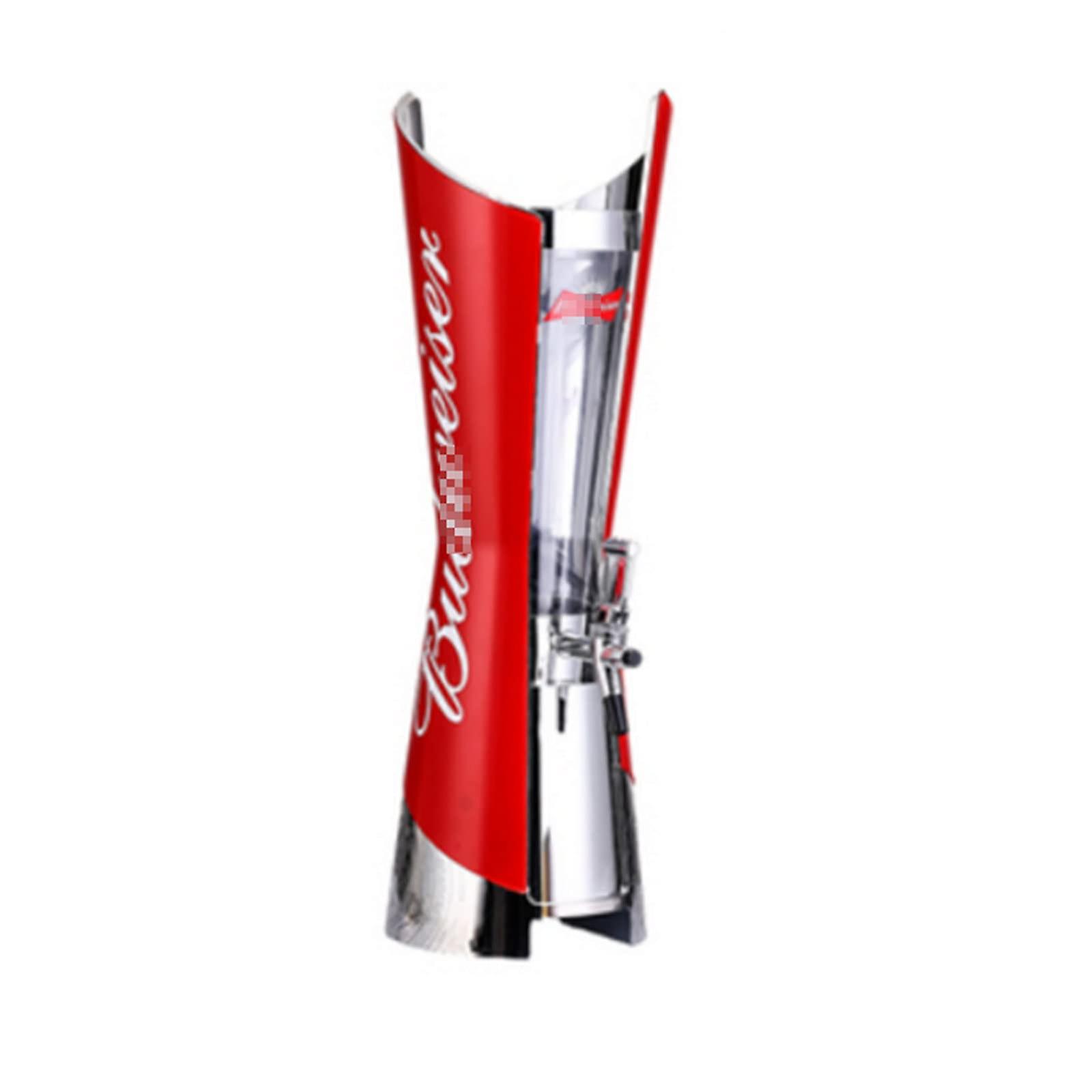 Beer Tower With Ice Tube 3L Capacity Beverage Dispenser For Kitchen Bar Party Keeps Drinks Cold Color: Red And Silver