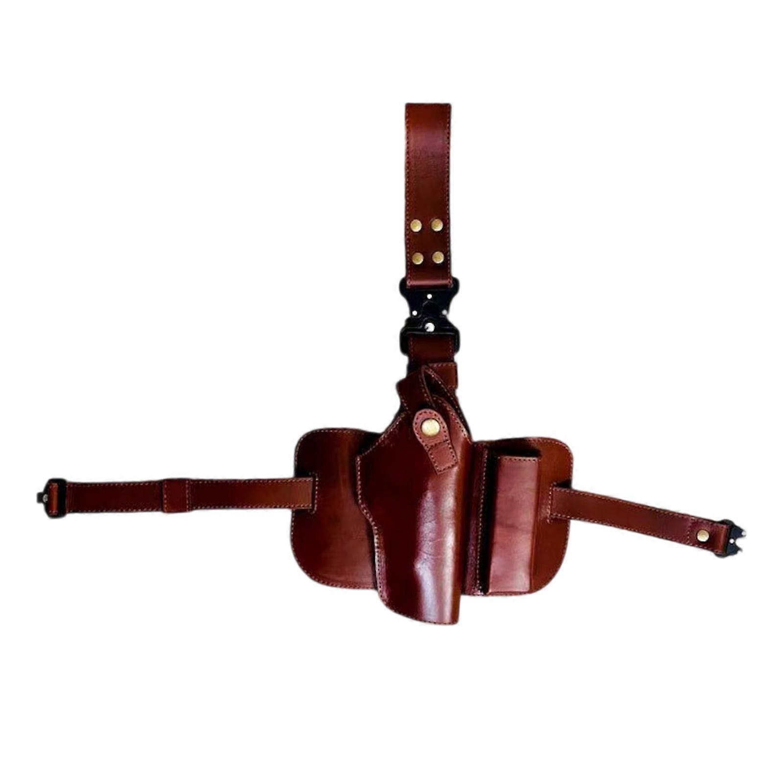 Operational PU Leather Cover Rapid Deployment Design Adjustable Strap For Enthusiast Role Play And Field Missions Red Brown
