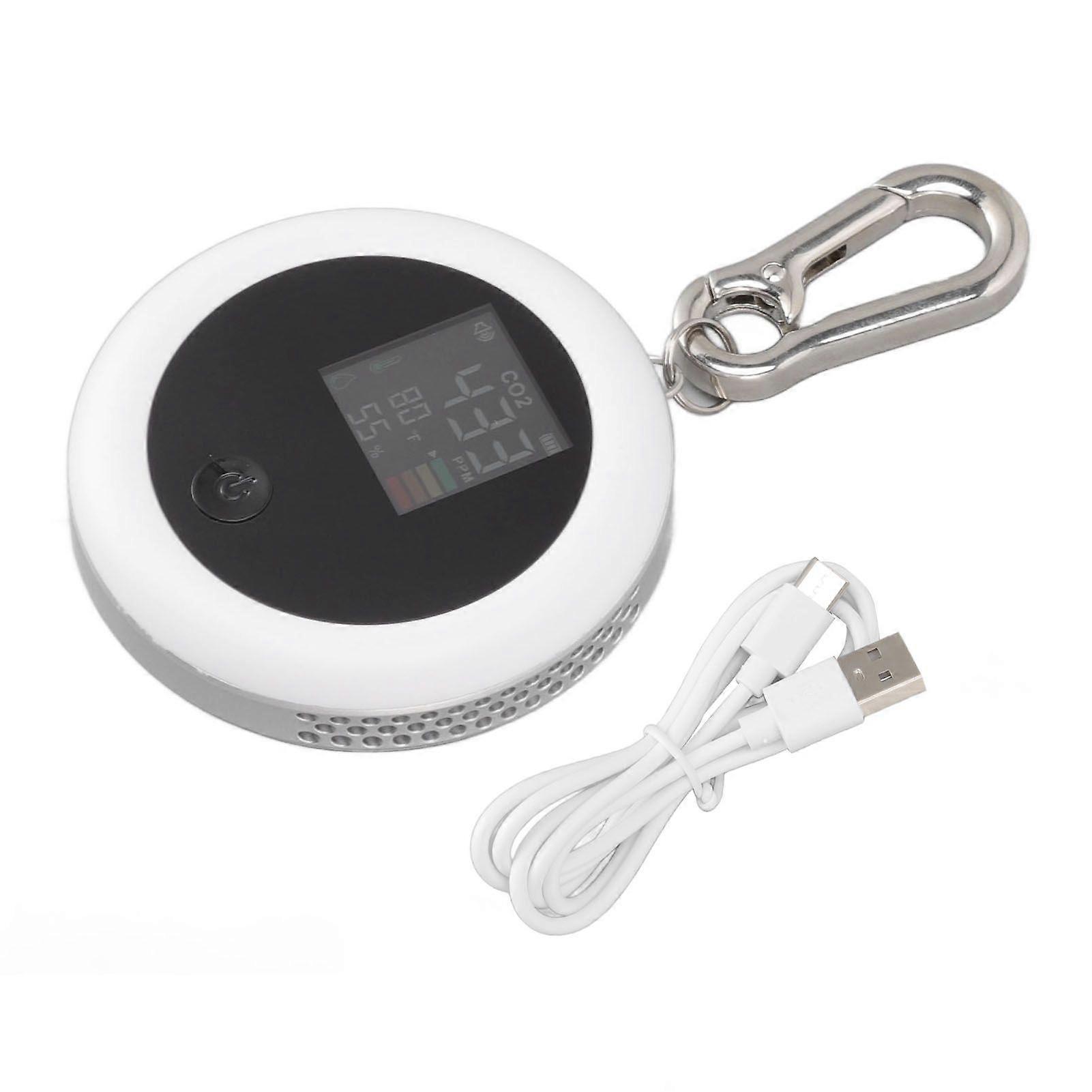 Infrared Mini CO2 Detector 3 in 1 Portable LCD Temperature Humidity Air Analyzer for Home Indoor Travel White