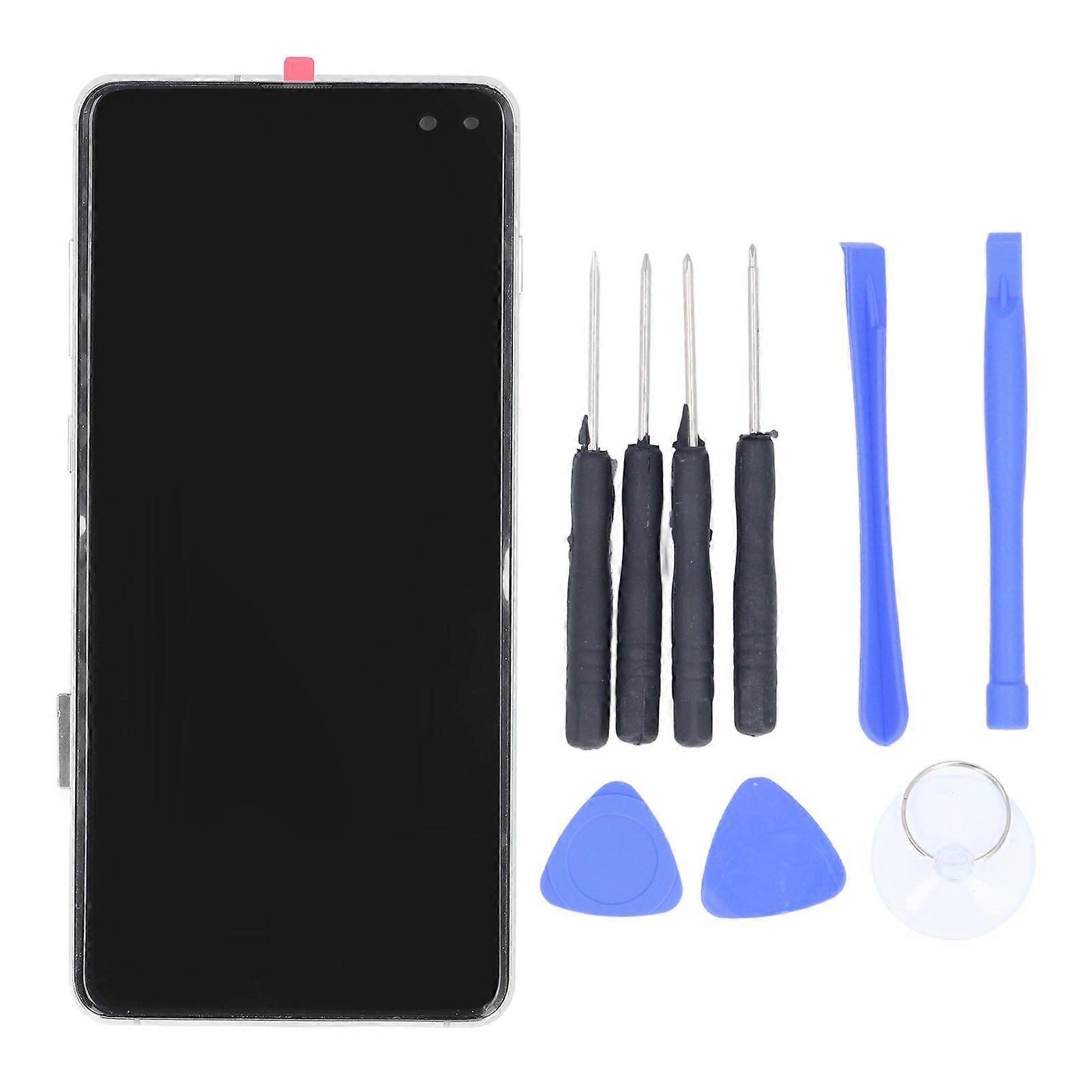 Phone TFT Screen for Galaxy S10 Plus Screen Replacement Touch Display Digitizer Assembly Repair Parts with Frame Silver