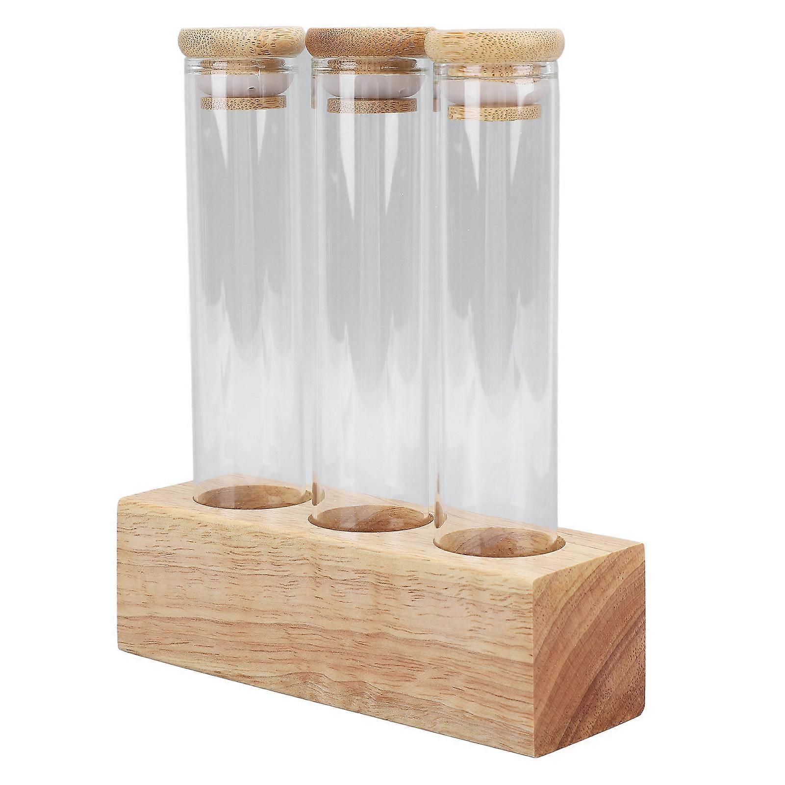 Coffee Bean Storage Tubes with Solid Wood Base 15.5x3x3cm Airtight