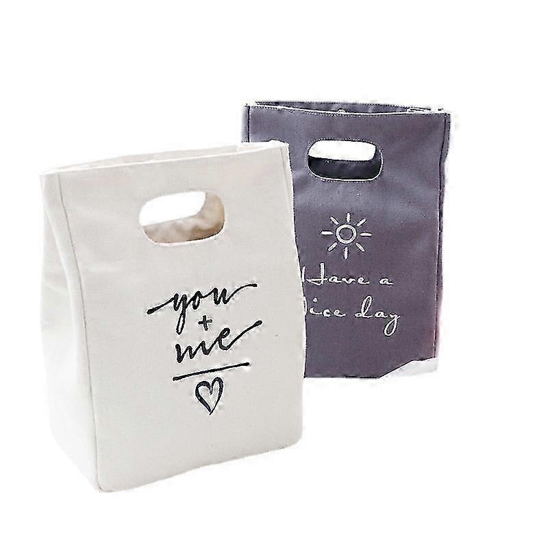 Practical Portable Lunch Bag Simple Japanese Canvas Aluminum Foil H...