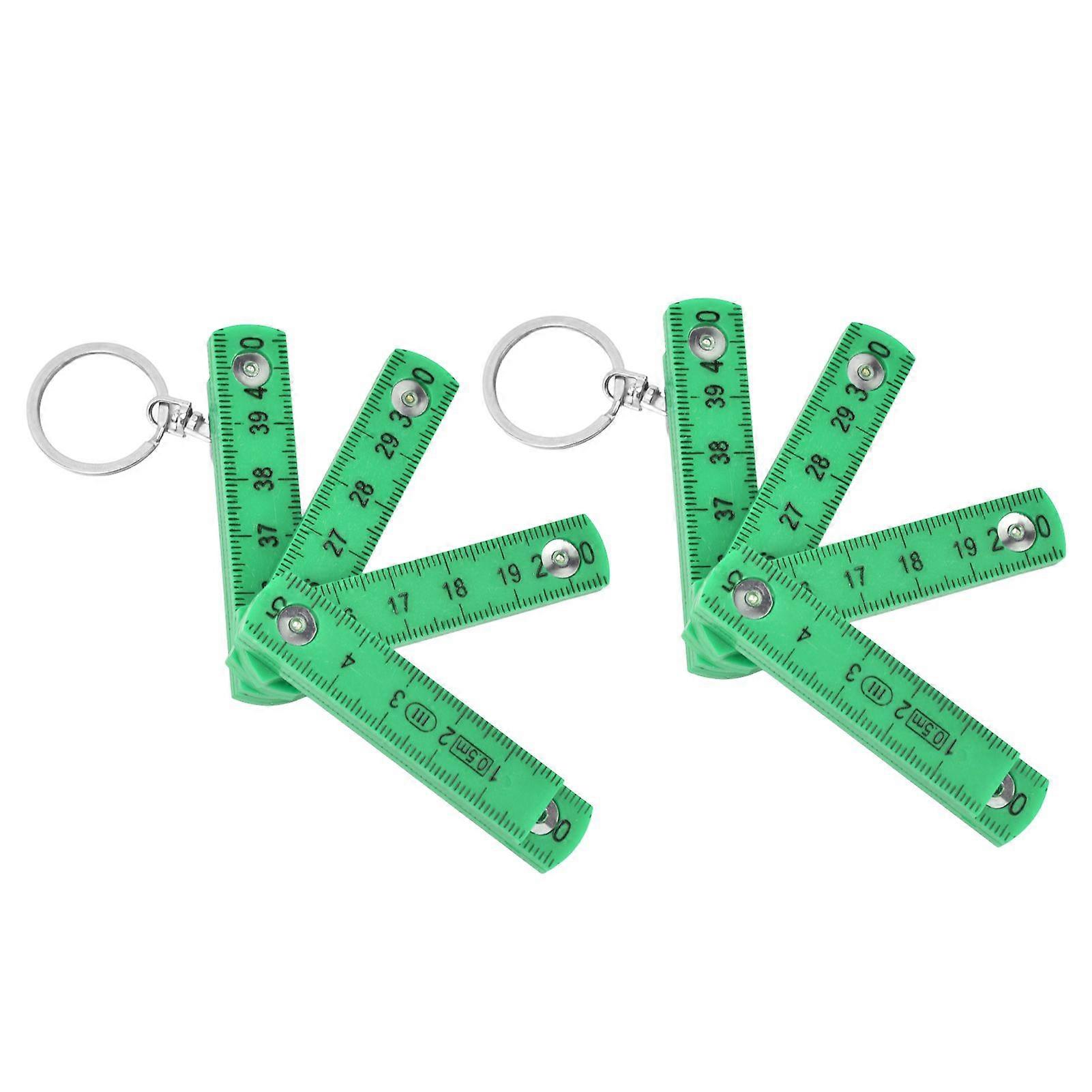 2Pcs ABS Folding Ruler Portable 0.5m Foldable Ruler with Key Ring for Carpentry Laying TilesGreen