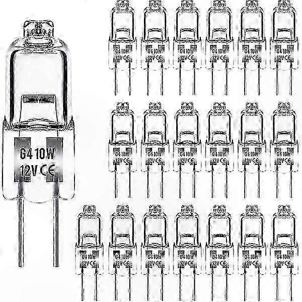 Warm White G4 Halogen Bulbs, 10W 12V, Bi-Pin Base, 20-Pack for Low Voltage Lighting Solutions