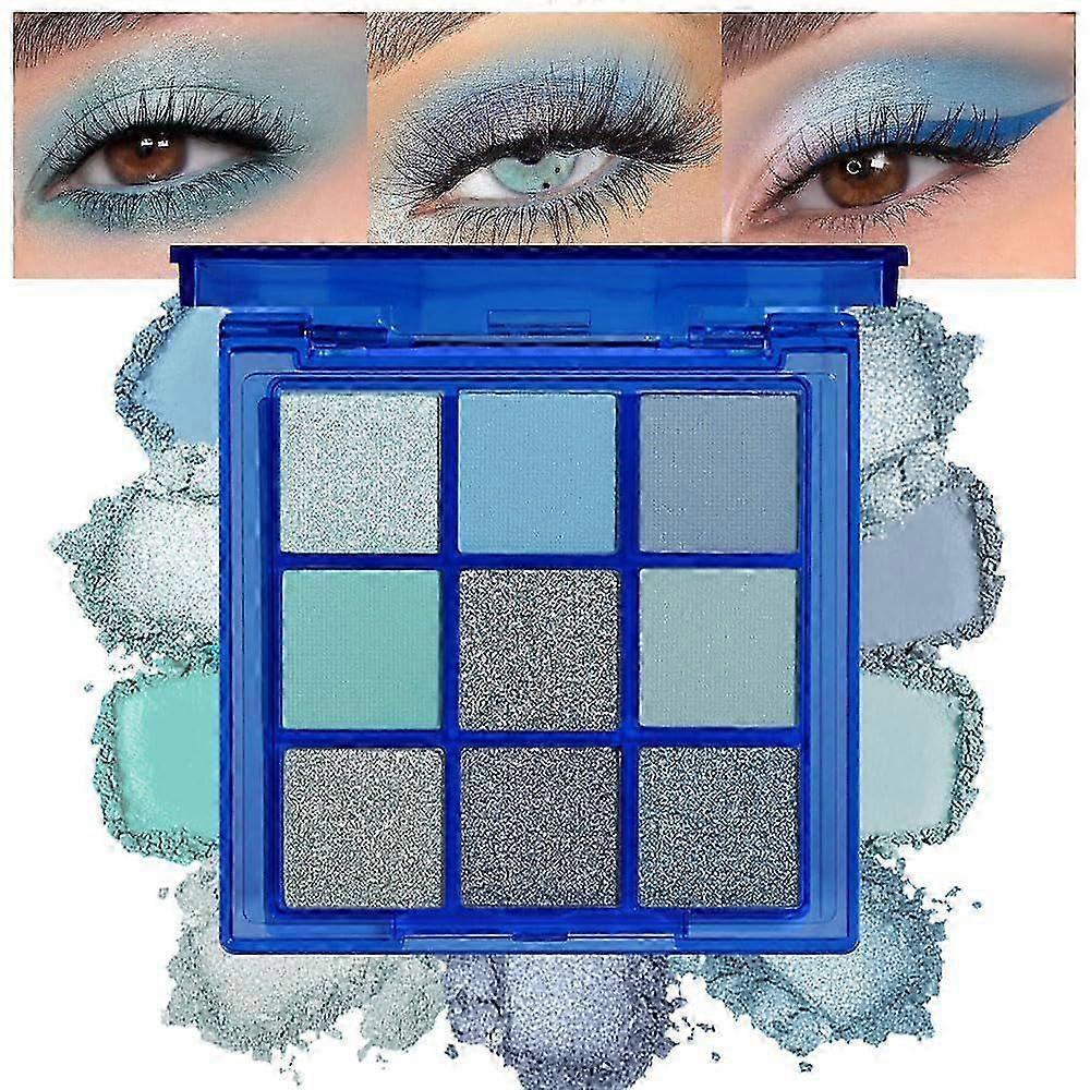 Black Silver Gray Smokey Eyeshadow Palette,Black and White and Sparkly Eye Shadow,Highly Pigmented Smokey(Blue)
