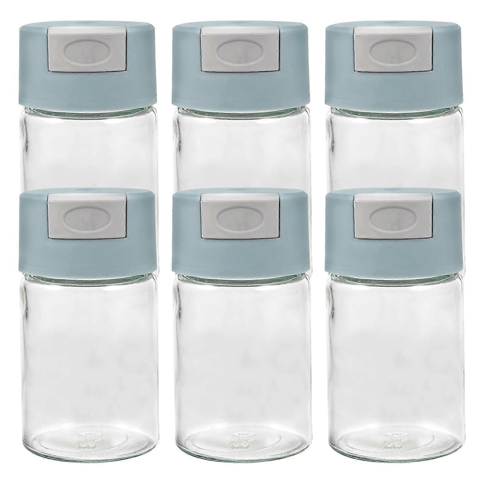 Condiment Jars Bottles Press Type Seasoning Organizer For Home Cooking Simple Design Transparent Sugar Storage 6Pcs