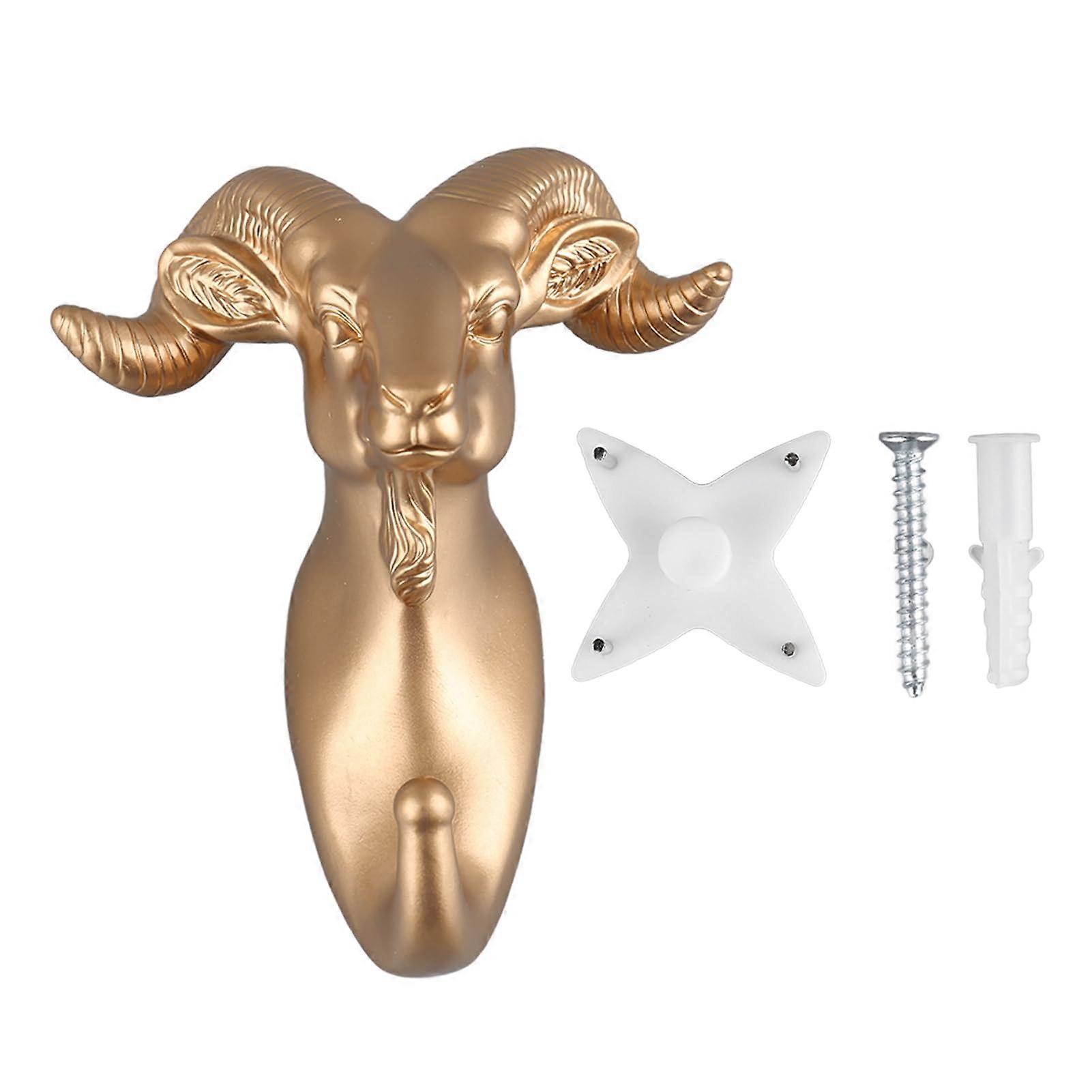 Animal Shape Single Hook Resin Single Wall Hook Decorative Coat Towel Key Hook Golden Goat