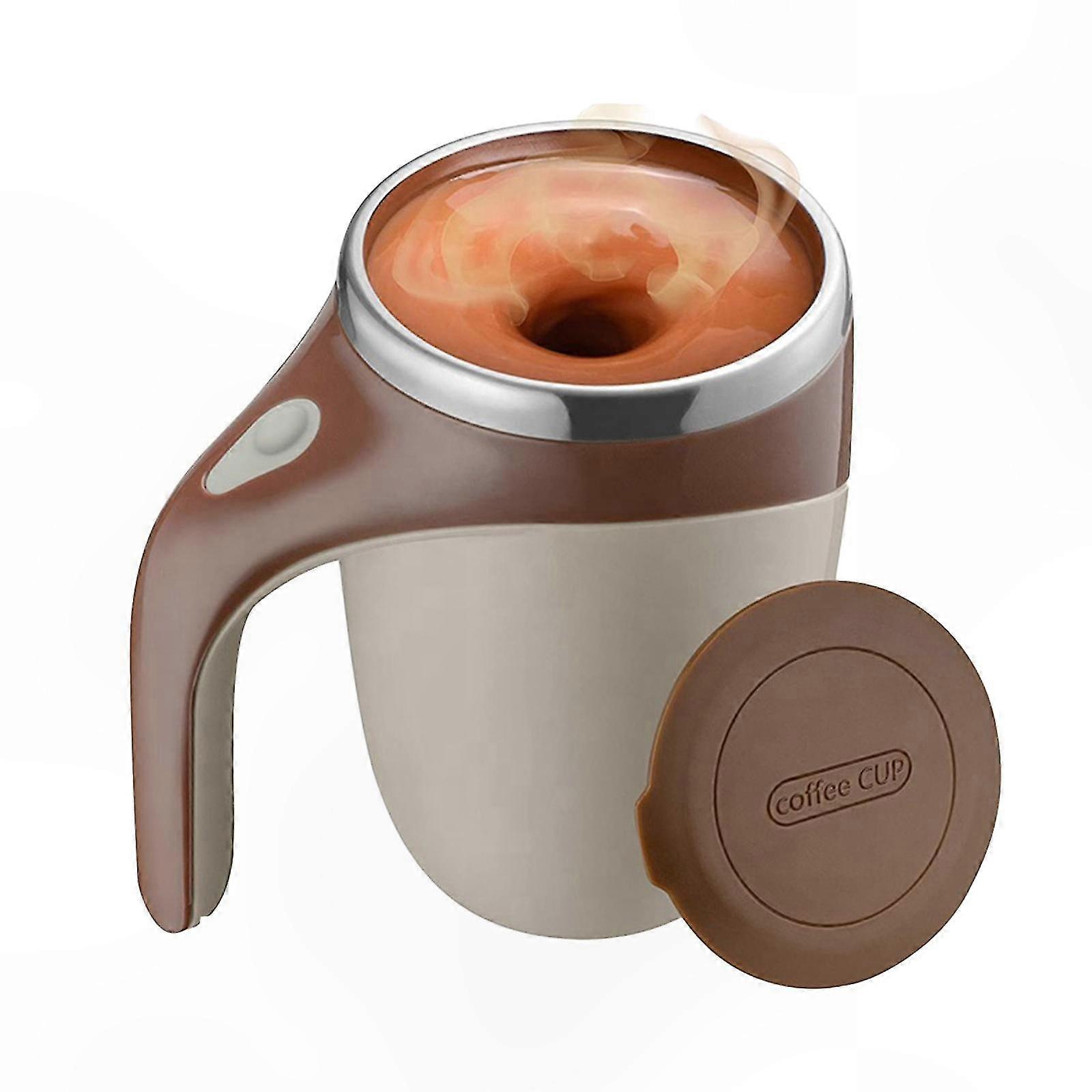 380mL Stainless Steel Mug with Automatic Stirring Function and Lid for Coffee and Beverages