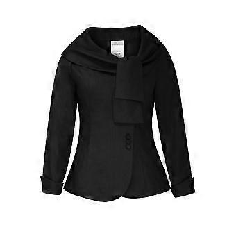 Chic Star Plus Size Linen Portrait Collar Blazer In Black