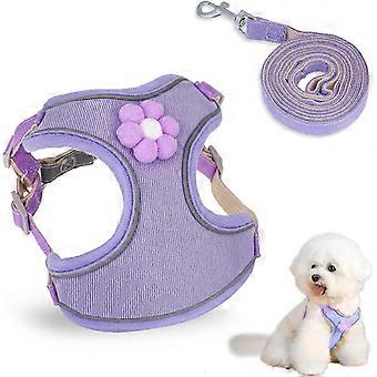 No Pull Step-in Puppy Harness Reflective Adjustable Pet Harness Dog Harness and Leash for Small Medium Dogs with Breathable Mesh and Quick-Relea