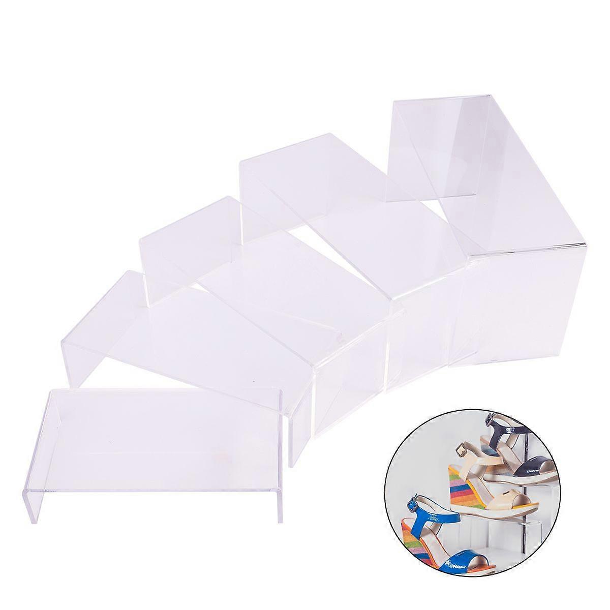 5pcs Acrylic Shoe Holder U Shape Display Stand Transparent Shoes Rack Shelf for Counter Exhibition (Large, 5 Sizes)