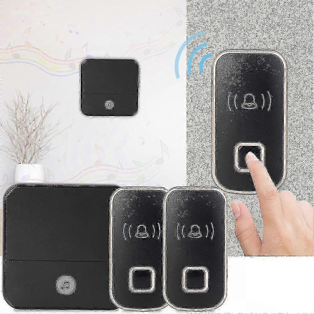 Wireless Doorbell System, 1 Receiver with 2 Transmitters, 300m Range, 52 Chimes, Versatile for Various Settings