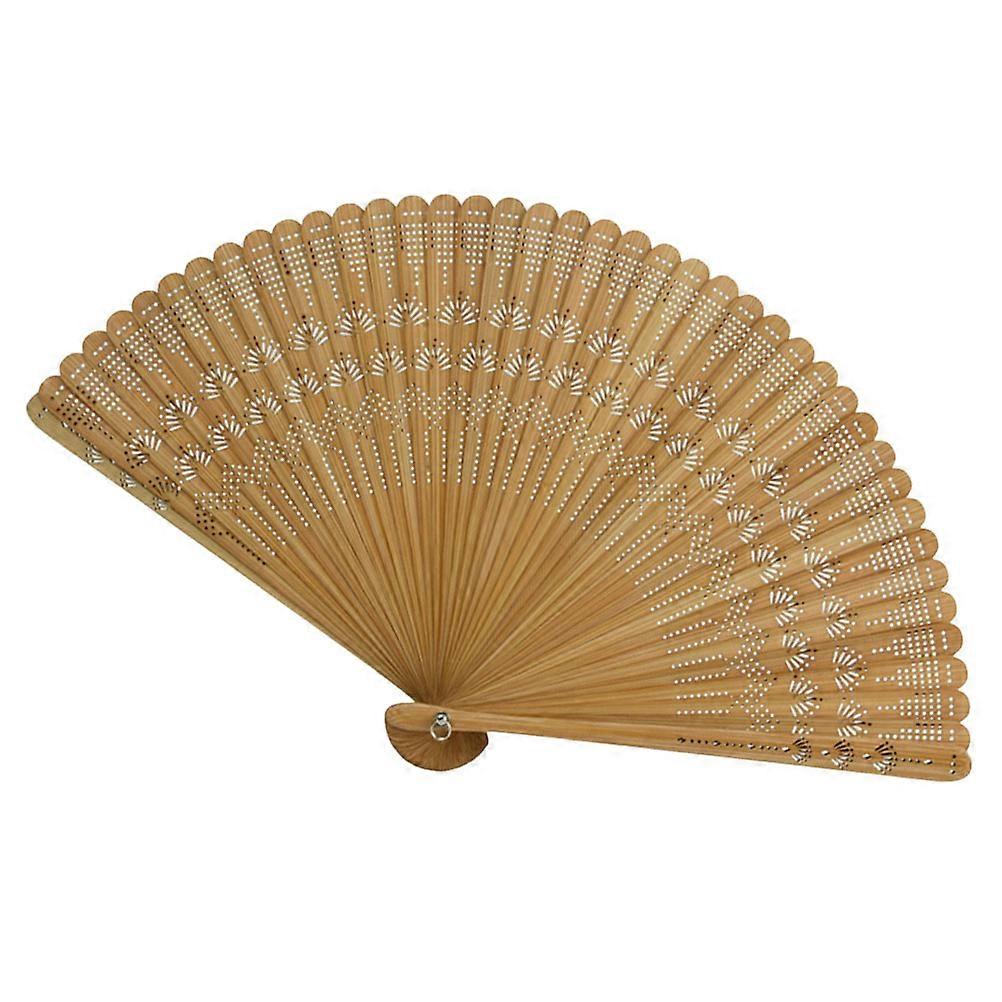 Folding Fan Bamboo Hand Fan for Decoration 5Pcs Handmade Yellow Fans