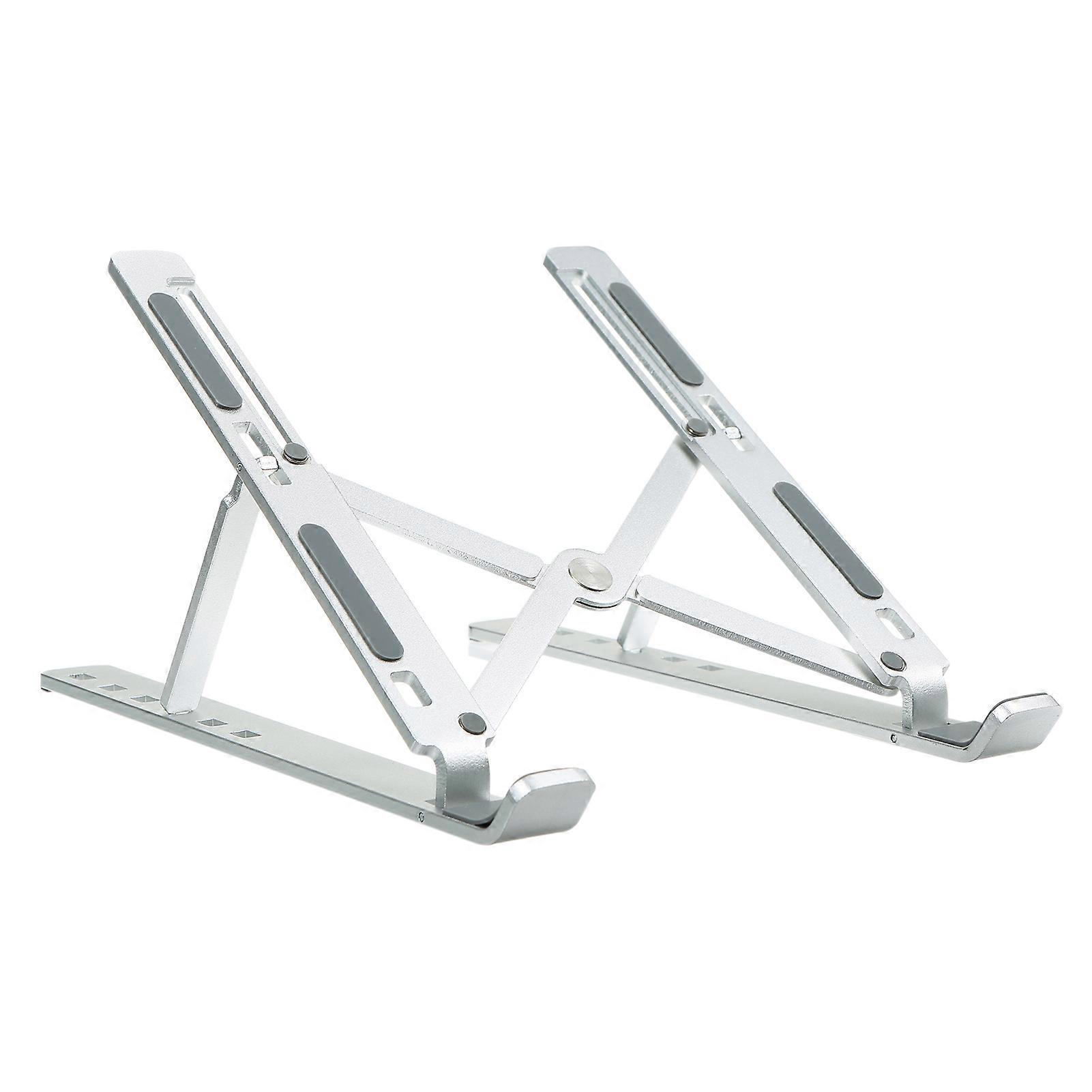 Foldable Aluminum Laptop Stand 6-Level Adjustable Height Silver