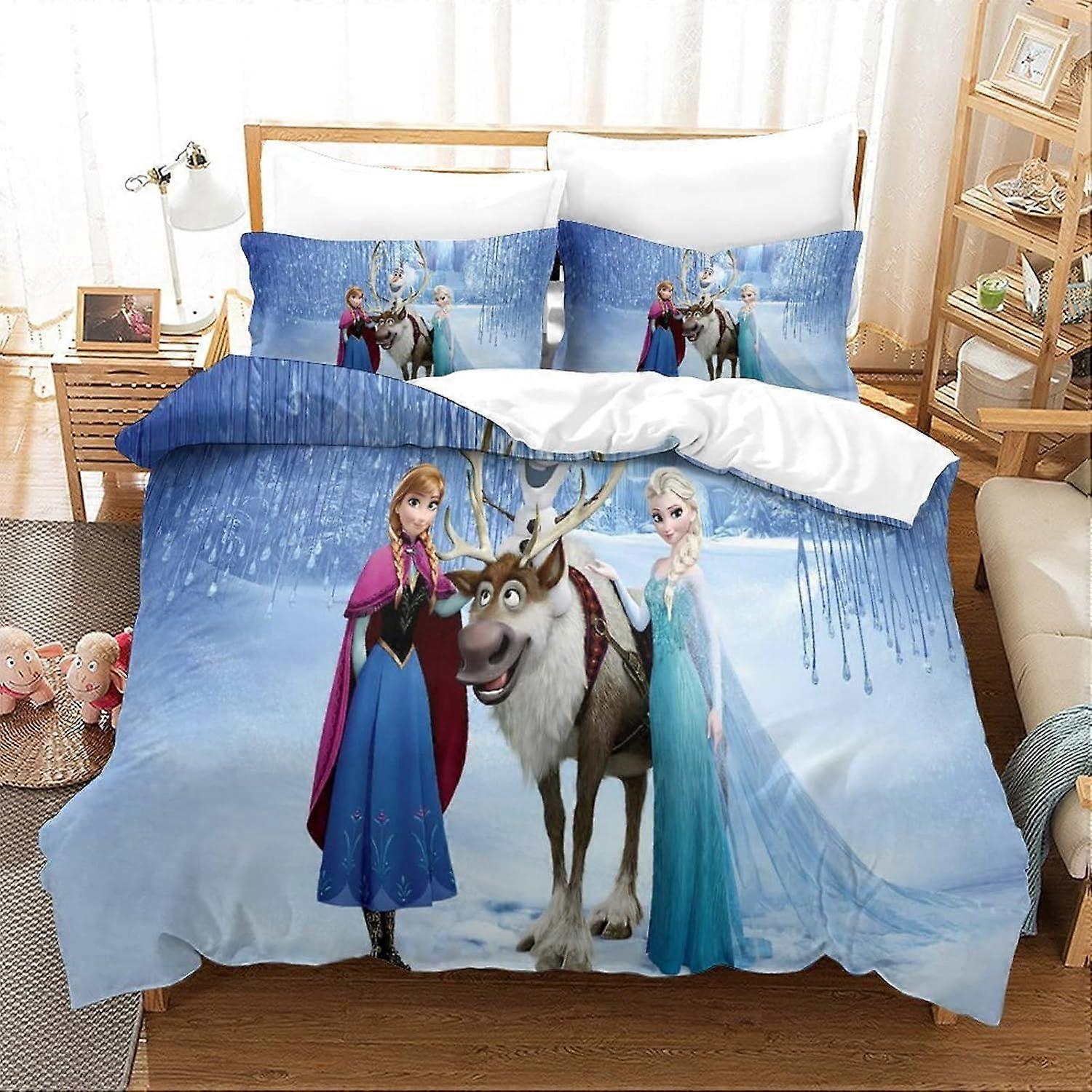 Double Duvet Cover Set Frozen Printed Duvet Covers Double Size Bedding Sets Extra Soft Microfiber Easy Care Hypoallergenic 140x200cm