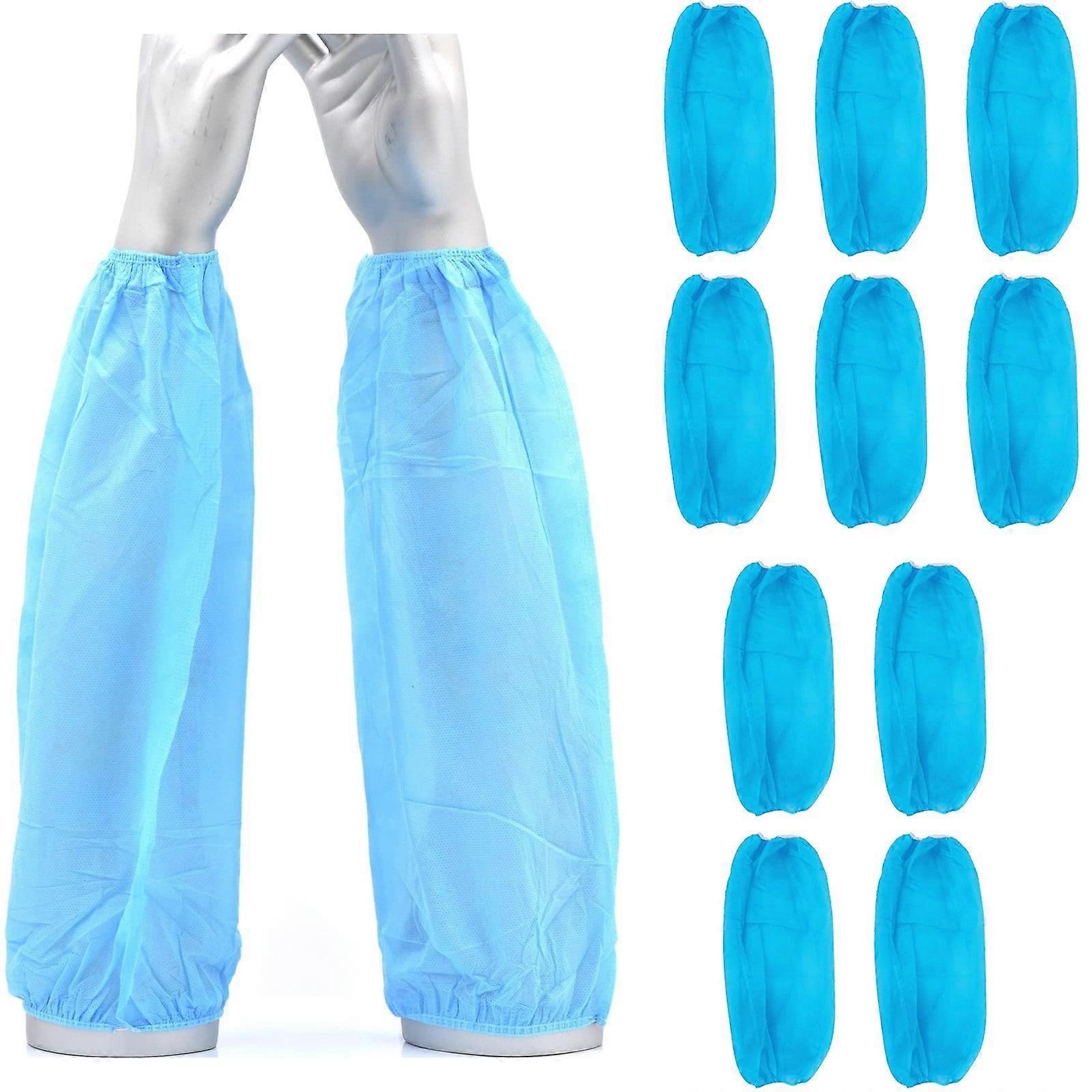 10Pcs Safetyware Non-woven Fabric Disposable Protective Arm Sleeves Protector Breathable Cover Blue For Hospital Laboratory Kitchen Saloon