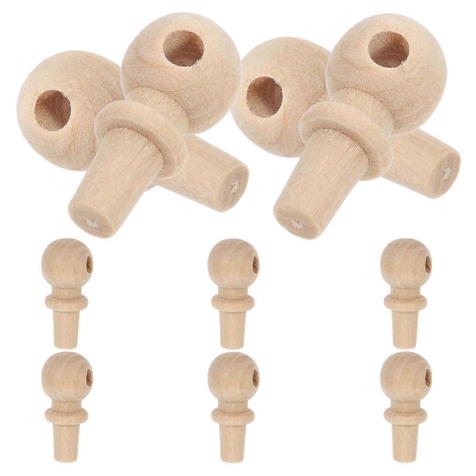 Beige Wood Finials Gourd Stoppers for Kitchen 10Pcs Bottle Capper Set