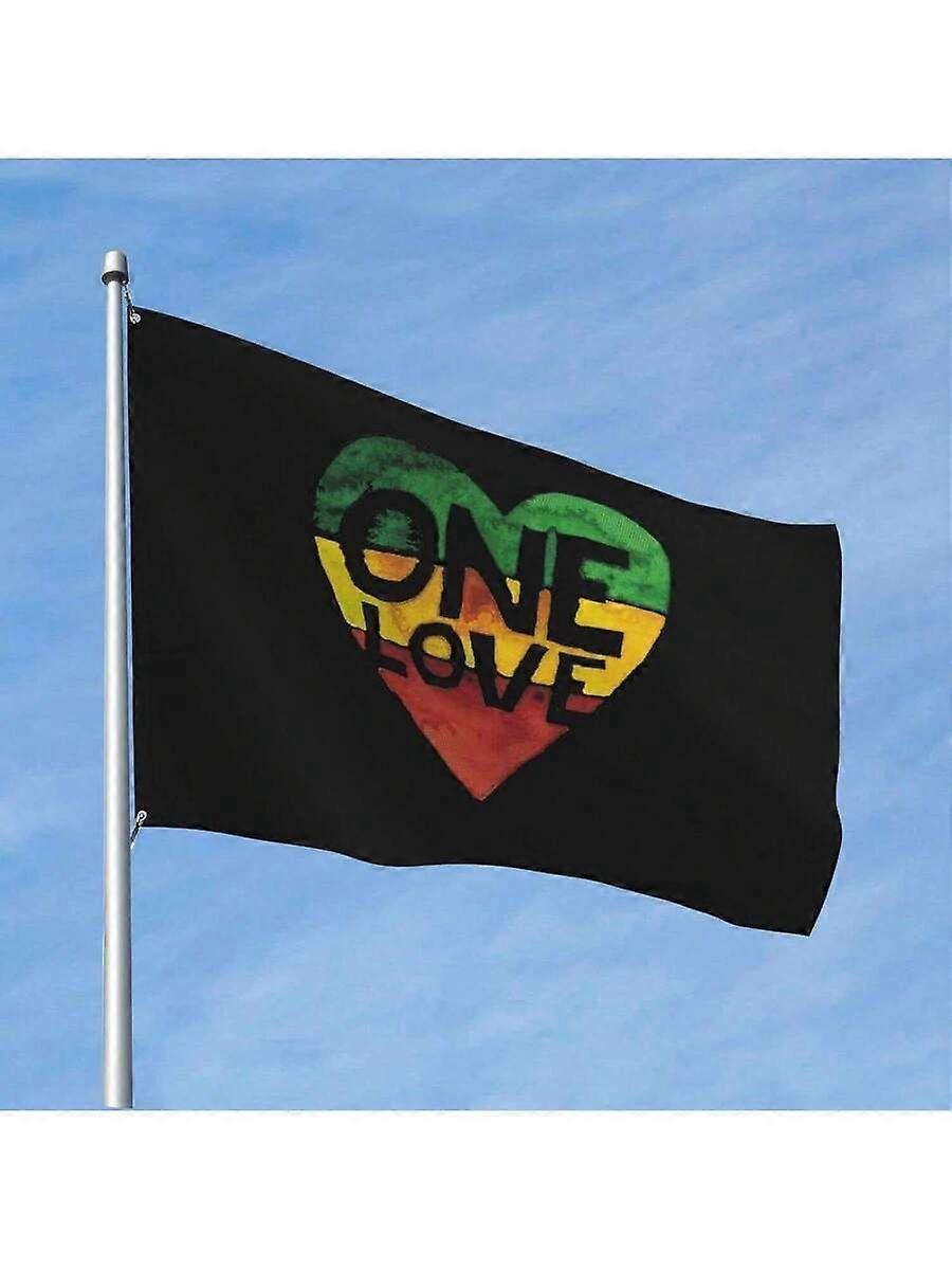 One Love Reggae Hjerte Flag