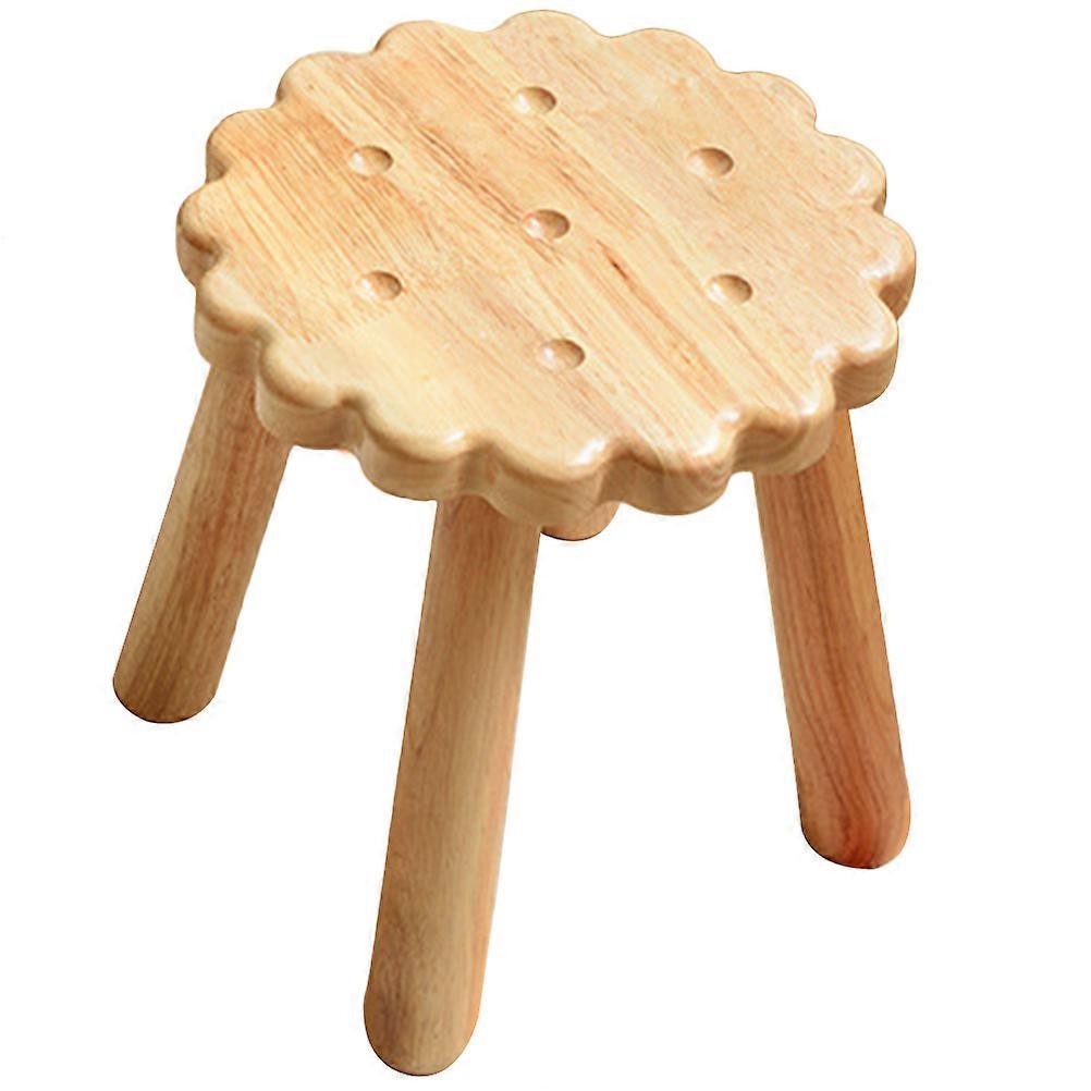 Biscuit Wooden Stool for Kids Use Footstool Function in Khaki