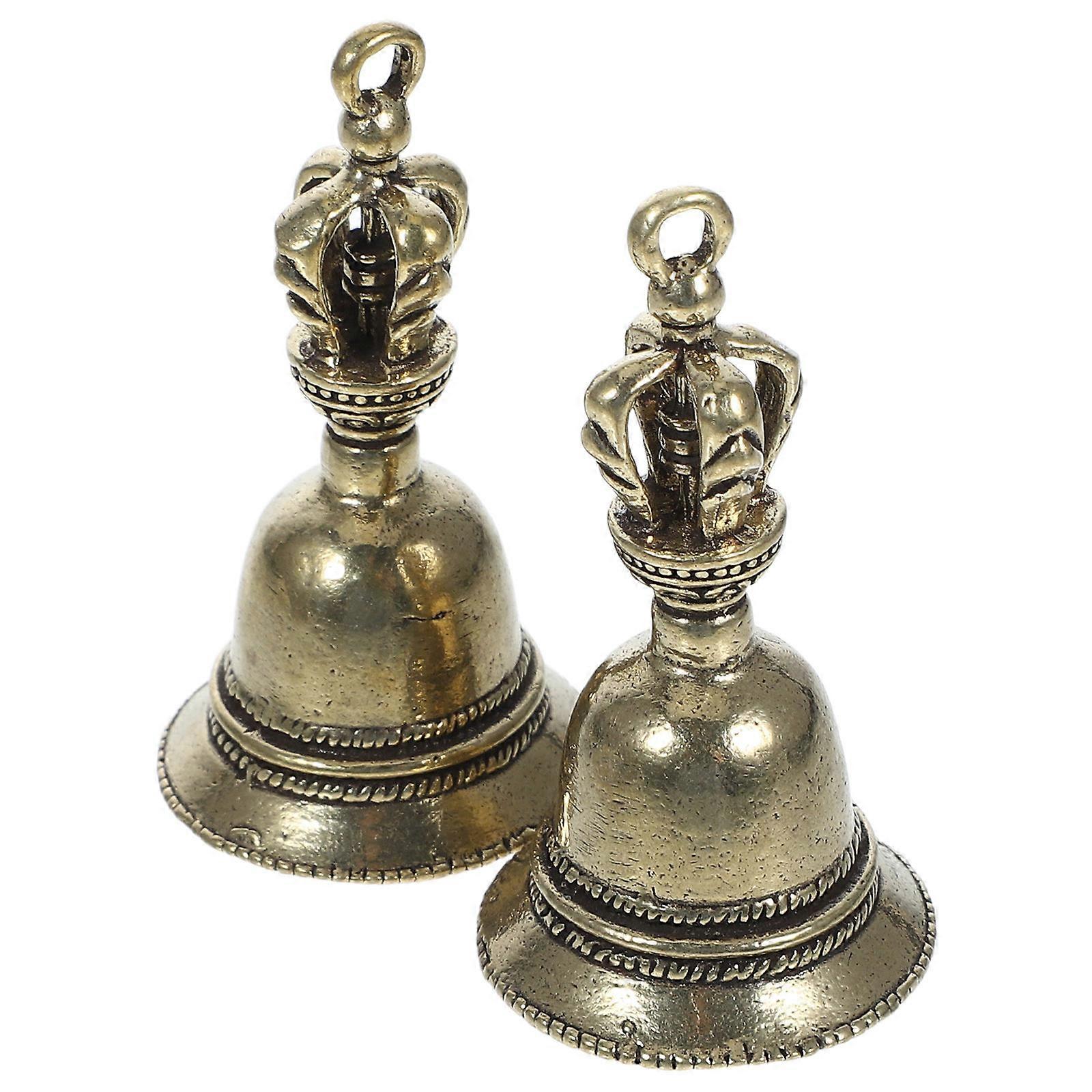 Copper Bells for Crafts Vintage Bell Pendants with DIY Function 8Pcs Set