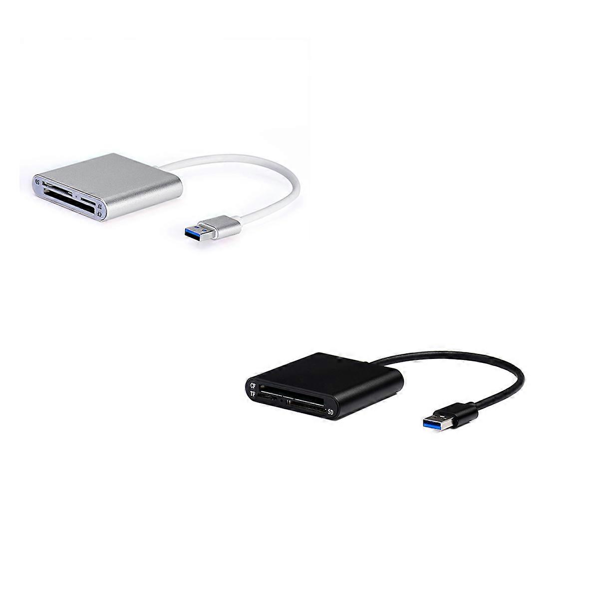 Cf Reader 3 in 1 USB 3.0 Aluminum USB Reader for Data Reading 2Pcs Silver