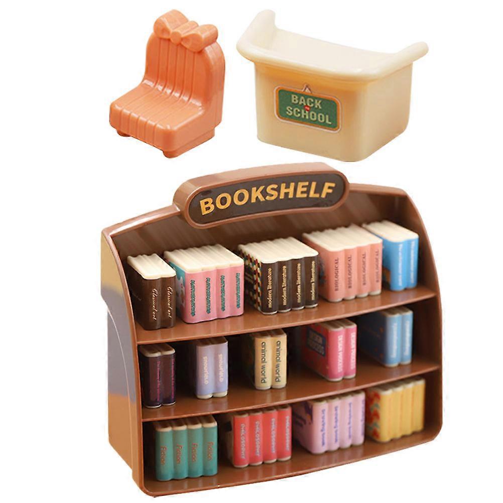 Miniature House Furniture Decorative Tiny Book Shelf for Playing 3Sets Plastic