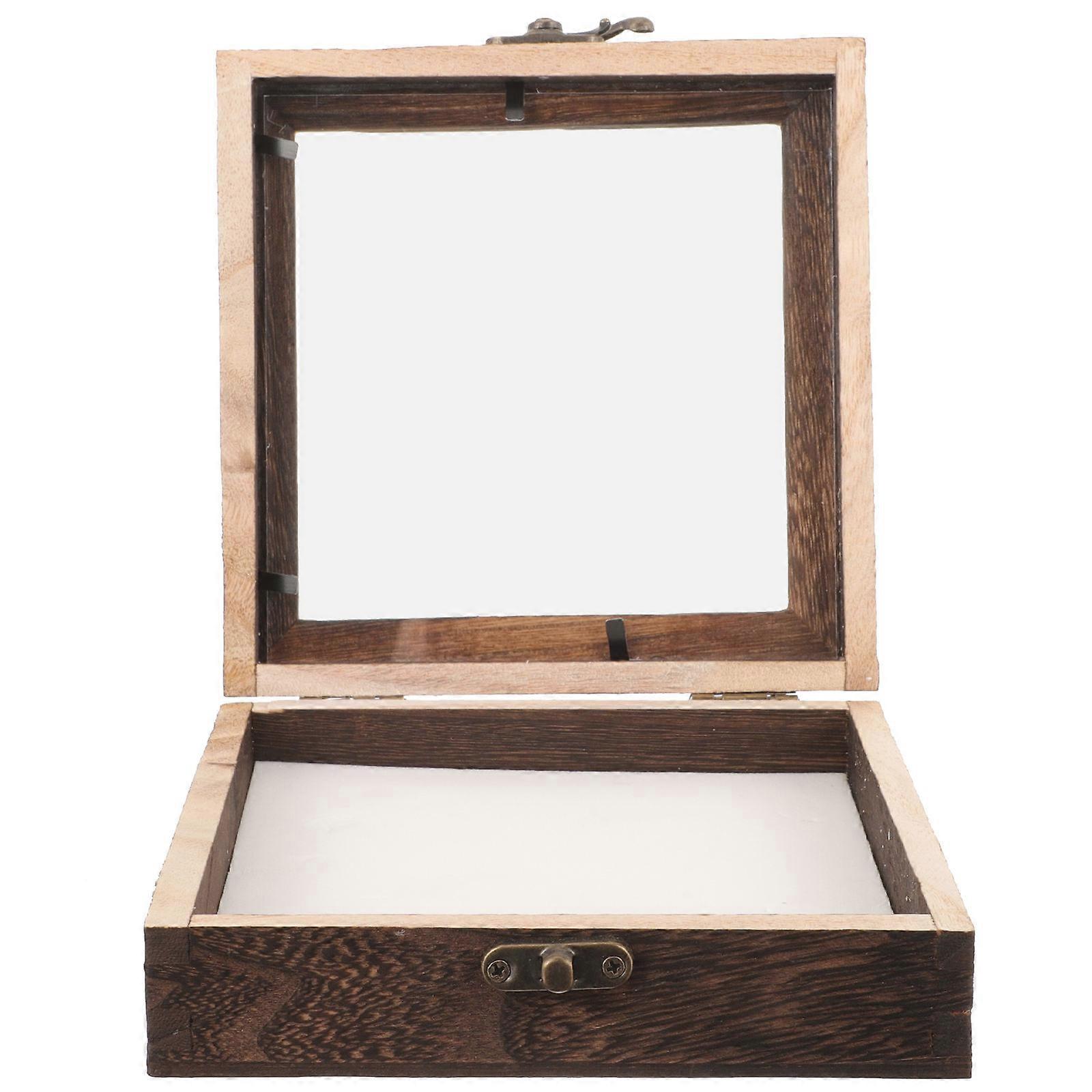 Durable Specimen Display Box For Home Storage And Display Used By Collectors In Light Brown Wood Material Featuring A Protective Lid With 1 Set