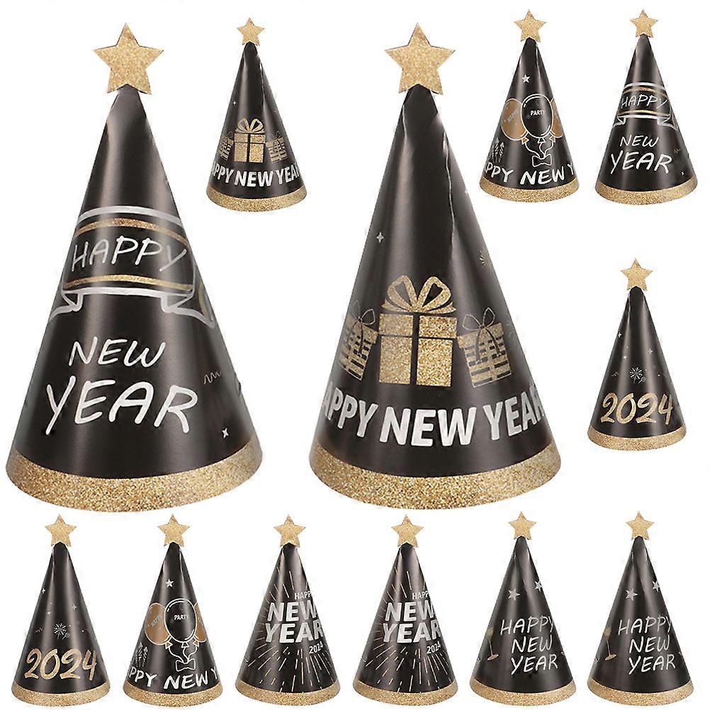 Cone Paper Hats For New Year Parties 2024 Suitable For Families Celebrations In Black Color With Comfortable Pcs