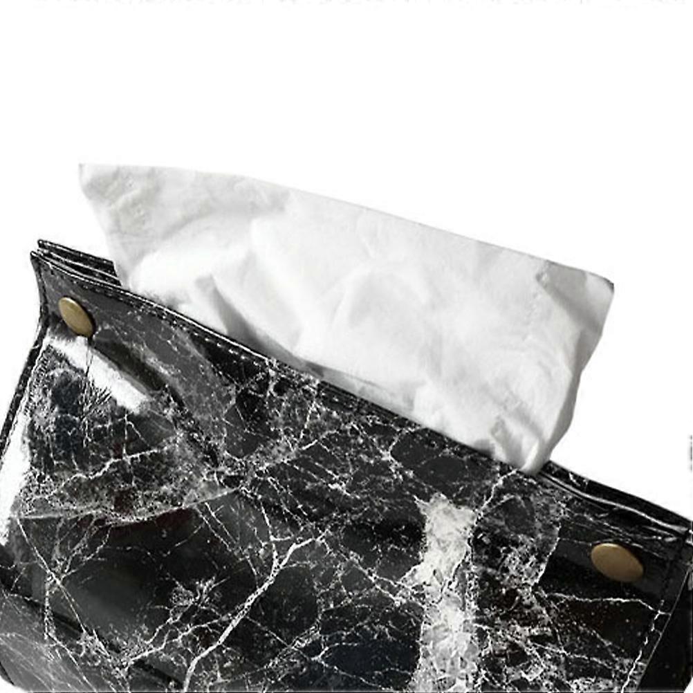 Square Tissue Holder Marbled for Home Use 1Pcs Black Napkin Storage