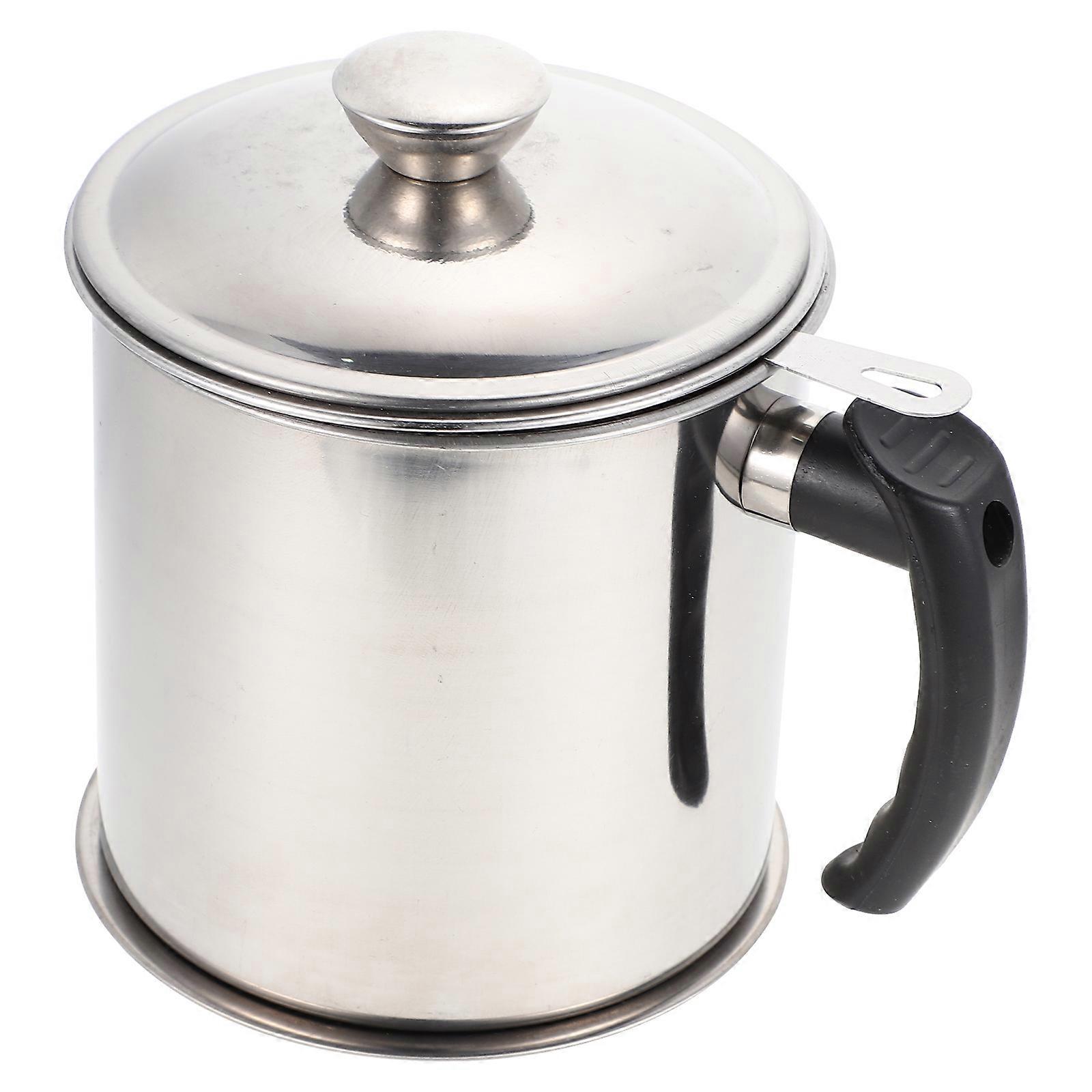 Household Grease Container Bacon Grease Container for Storage 2Pcs Silver