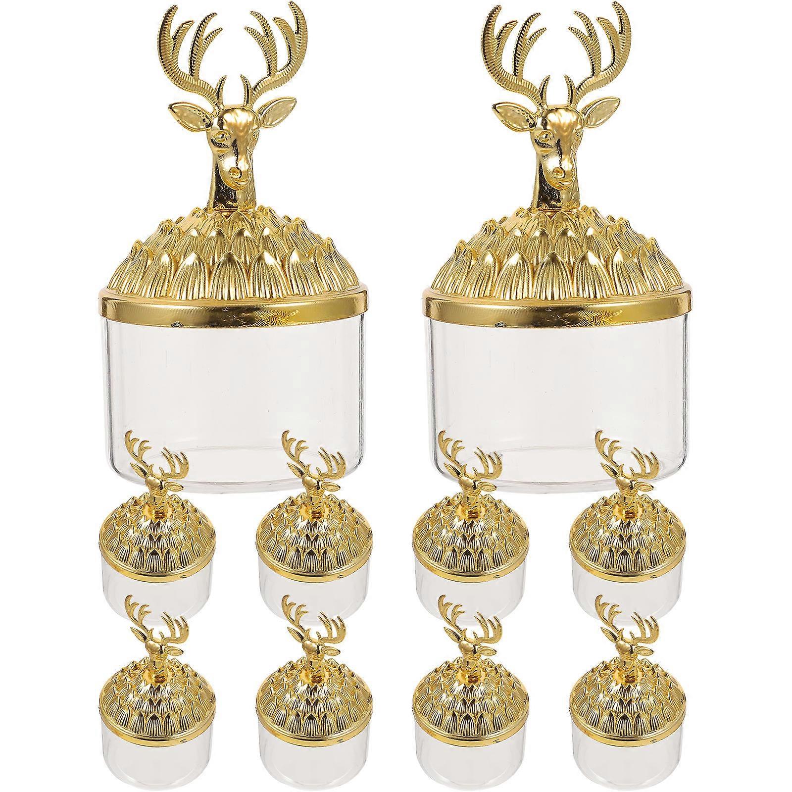 Elk Candy Jar Christmas Candy Box for Storage 36Pcs Made of Golden PP