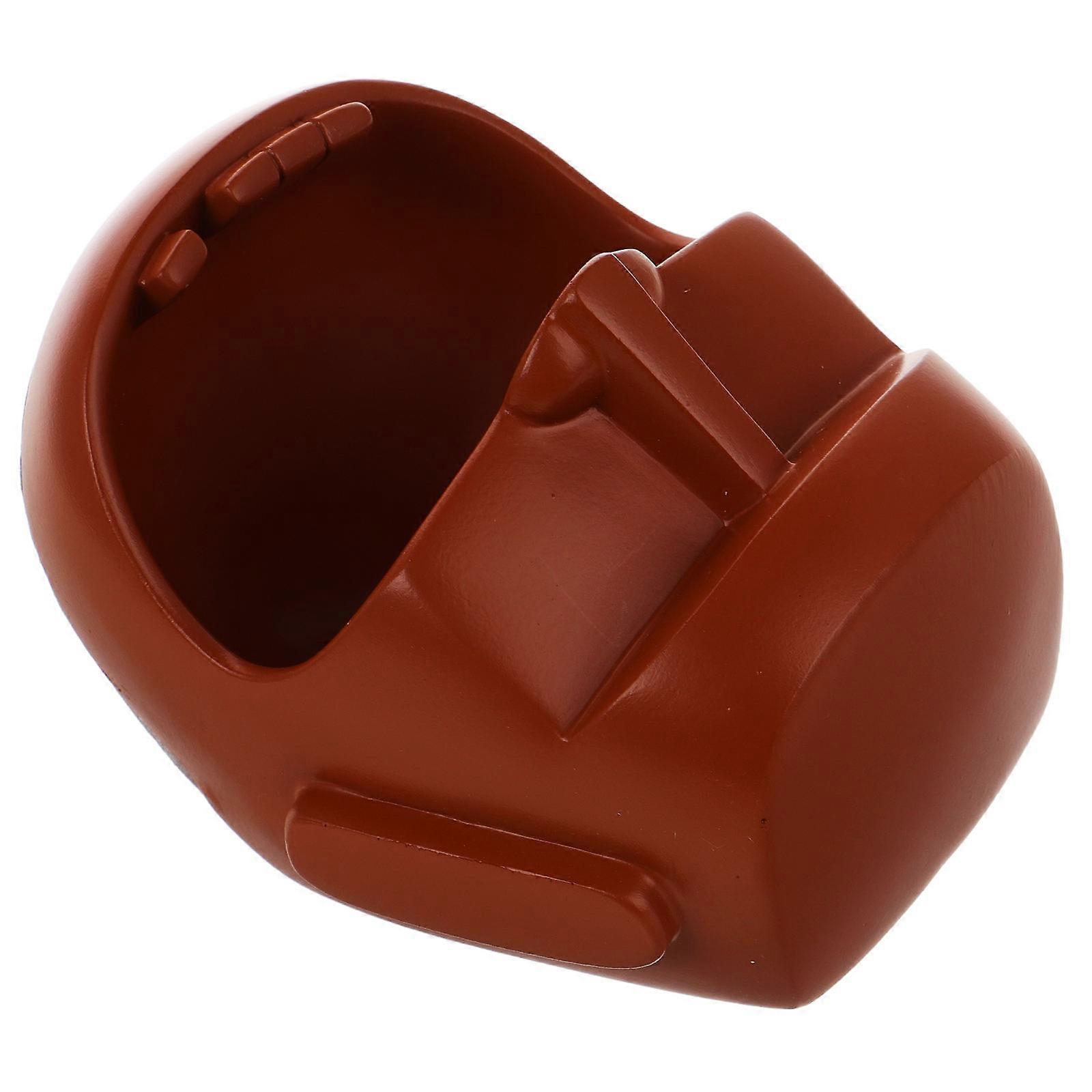 Brown Moai Statue Tray for Storing Small Items 2Pcs Resin Key Bowl Holder